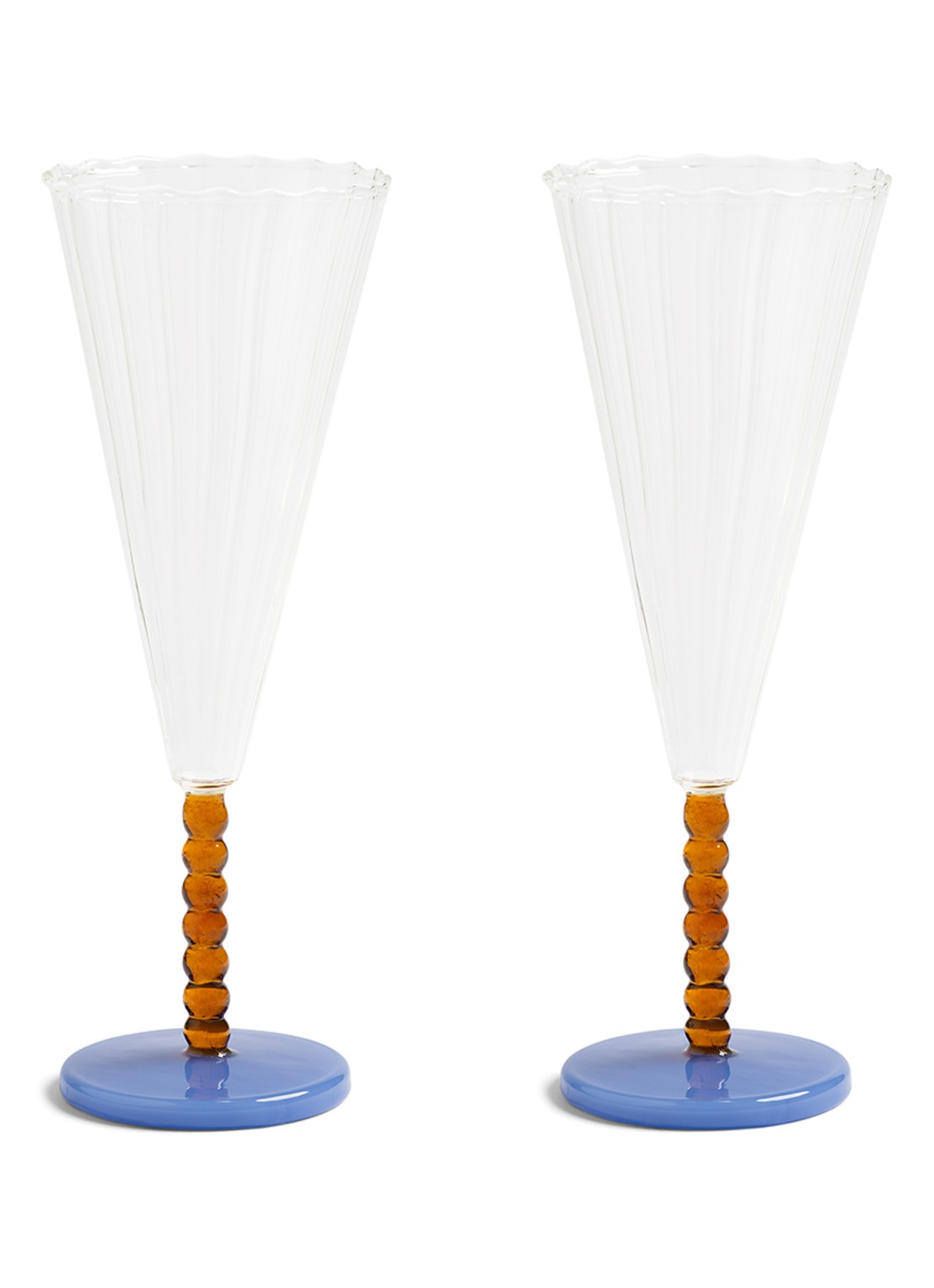 &Klevering Perle champagneglas set van 2 - voorkant donkeroranje
