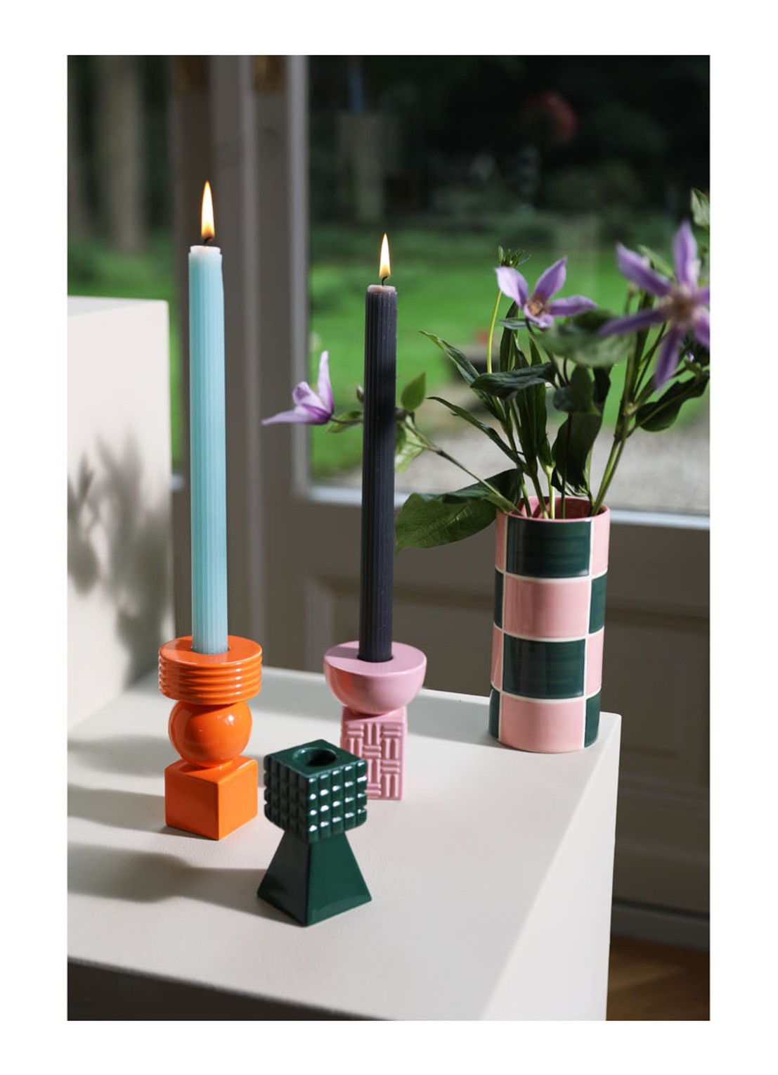 &Klevering Stack kandelaar 8,5 cm - voorkant 2 donkergroen