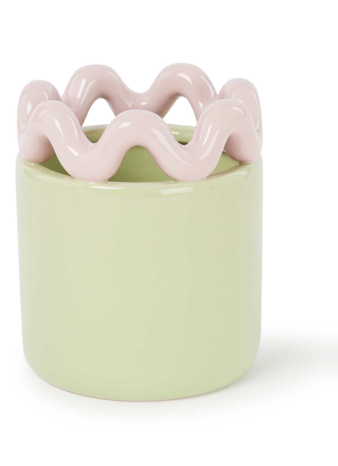 &Klevering Sway bloempot van steengoed voor binnen Ø12,5 cm - voorkant lindegroen