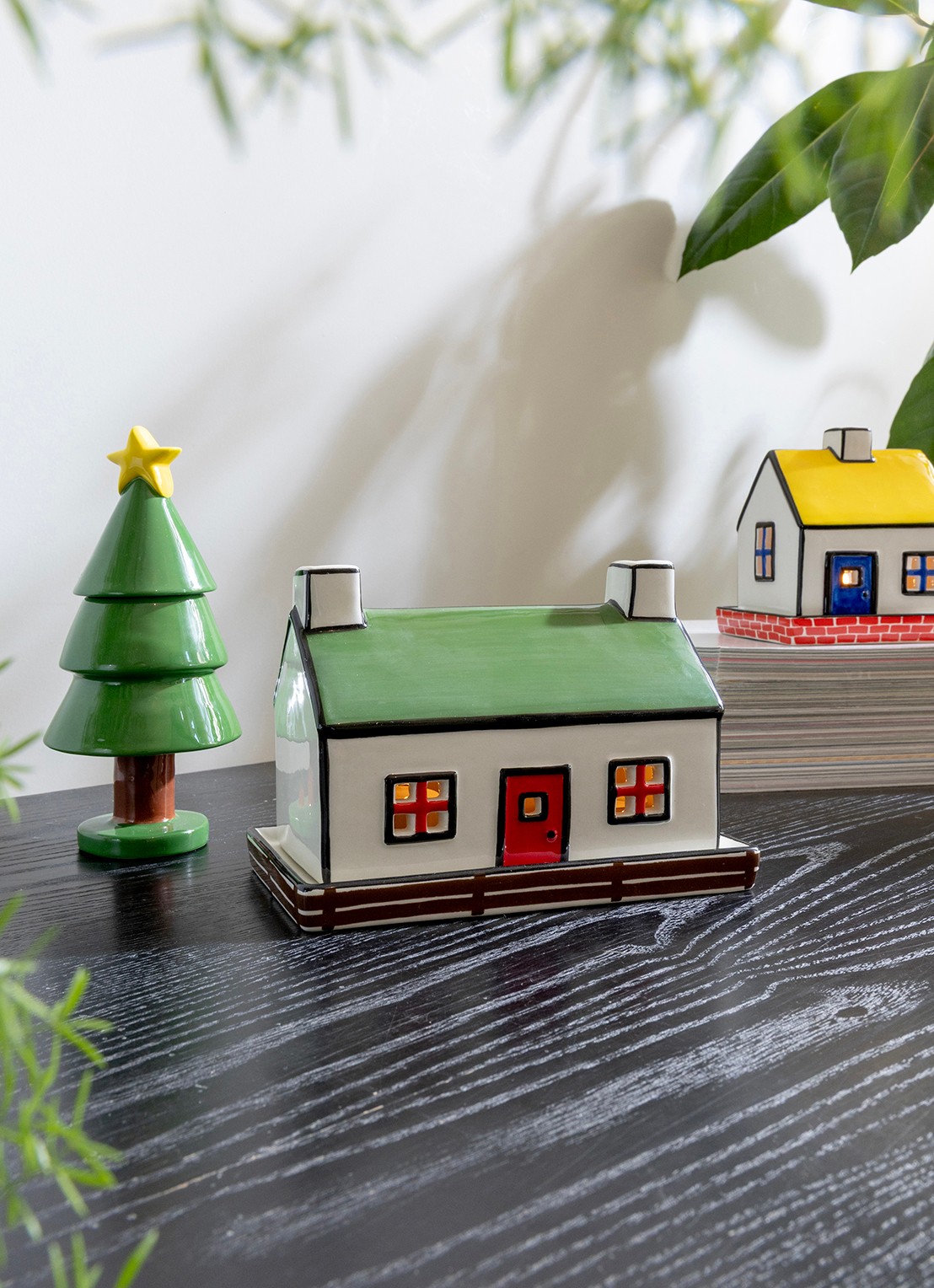 &Klevering Theelichthouder bungalow 16.5 cm  - detail 2 groen
