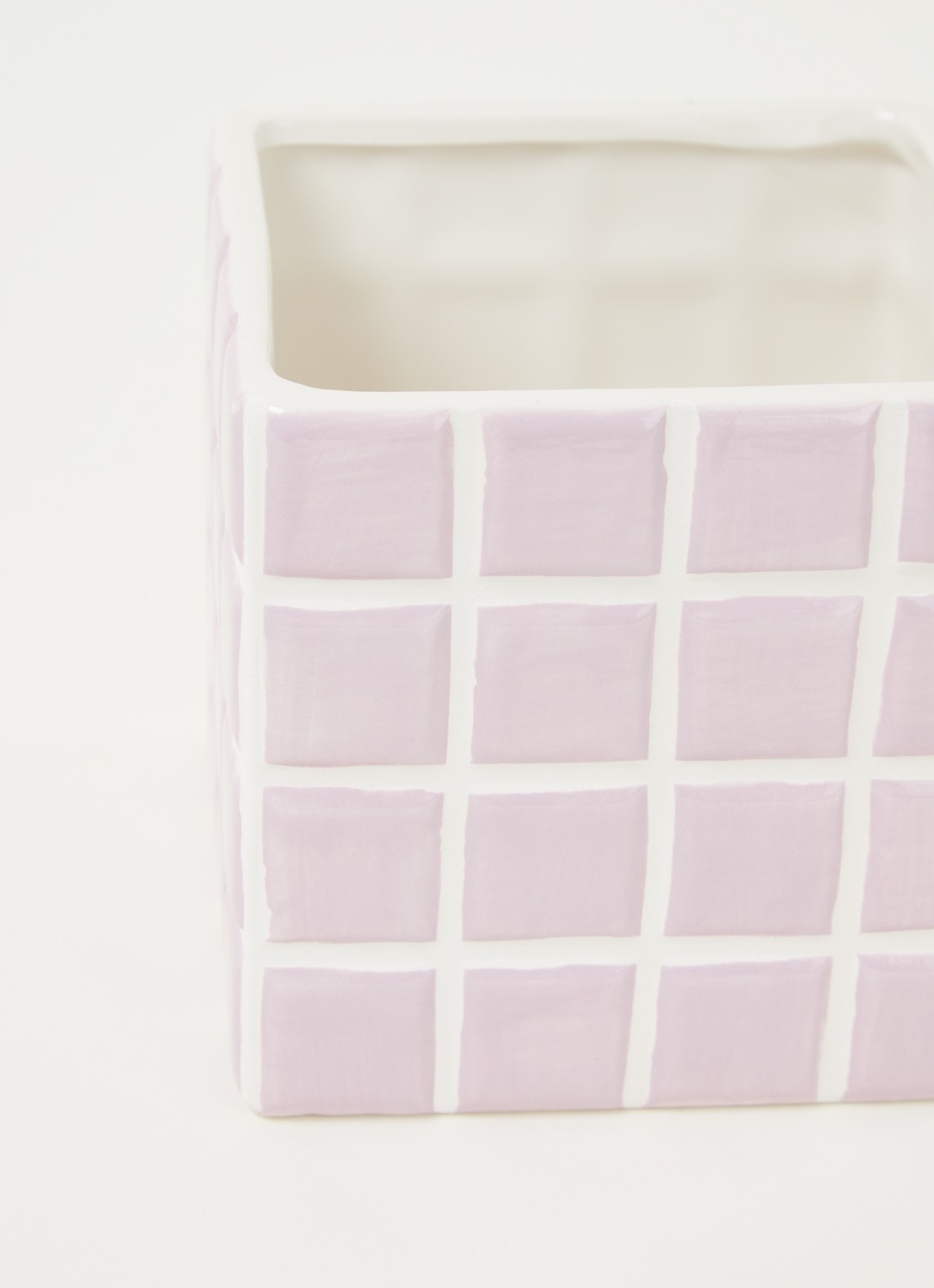 &Klevering Tile bloempot van steen voor binnen - 14 cm - detail 3 lila