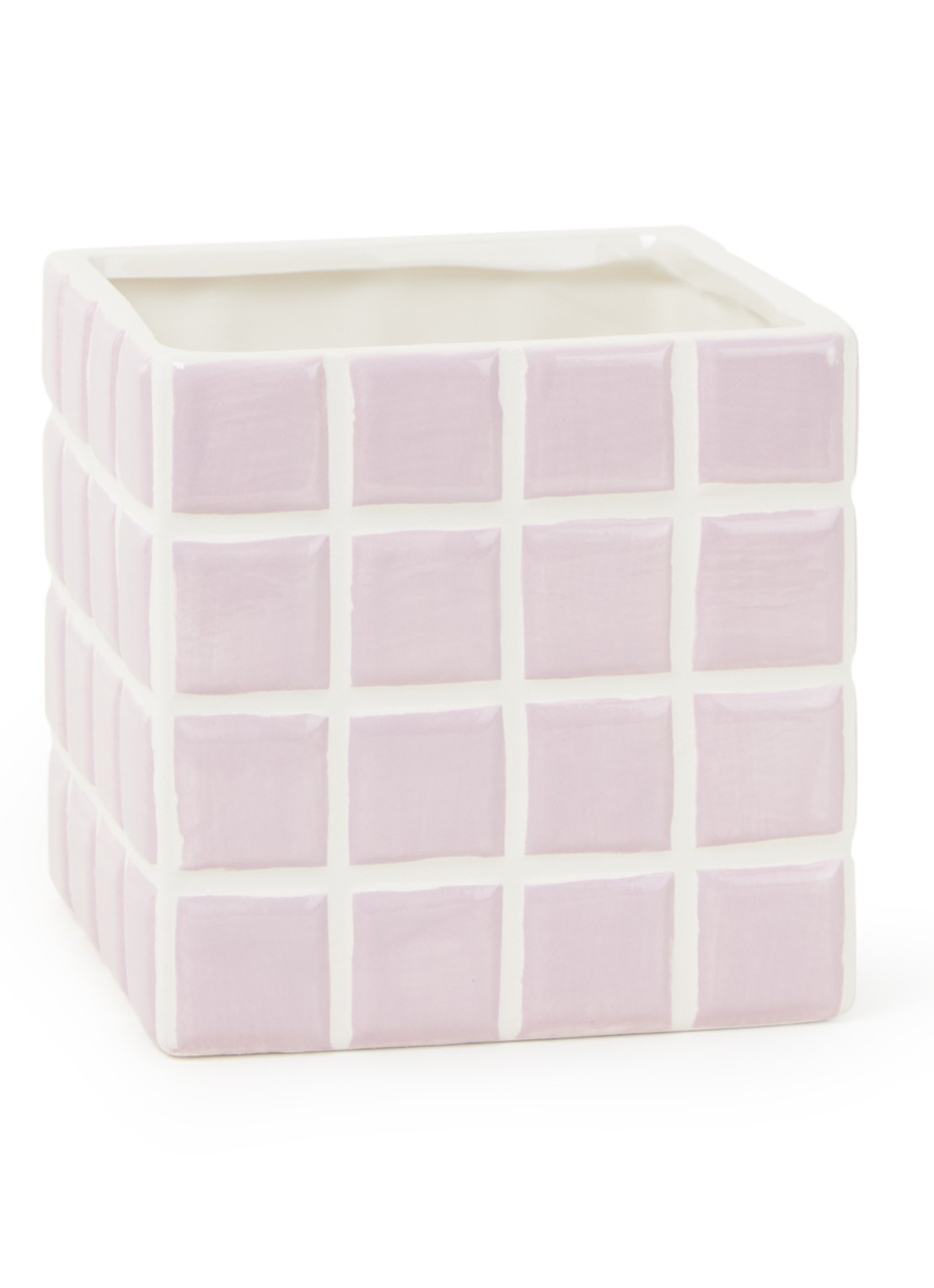 &Klevering Tile bloempot van steen voor binnen - 14 cm - voorkant lila