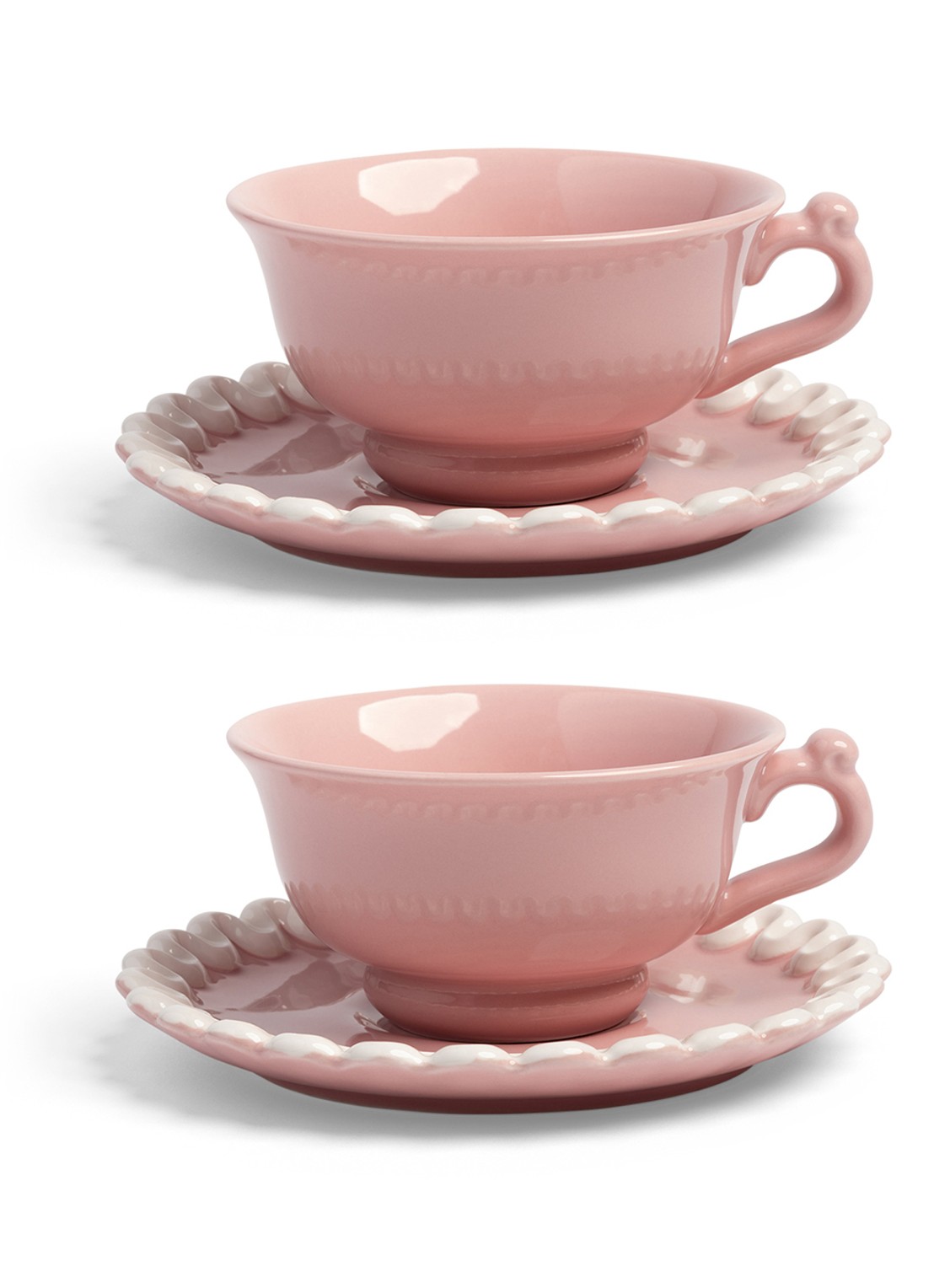 &Klevering Whip kop en schotel 15 cl set van 2 - voorkant 2 roze