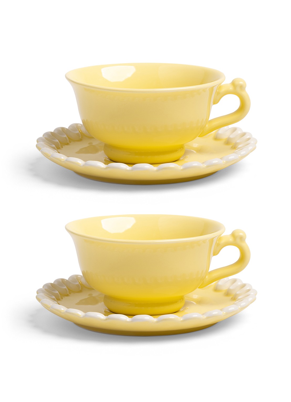 &Klevering Whip kop en schotel 15 cl set van 2 - voorkant 3 geel