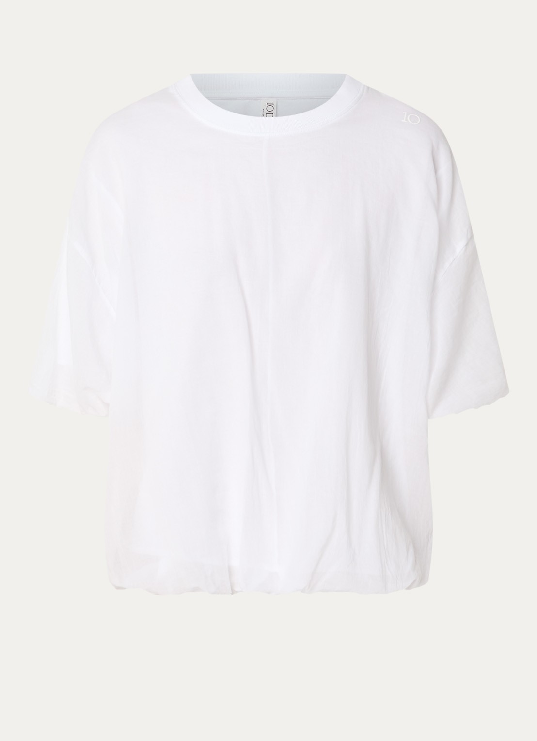 10DAYS Balloon T-shirt met pofmouwen - voorkant 3 wit