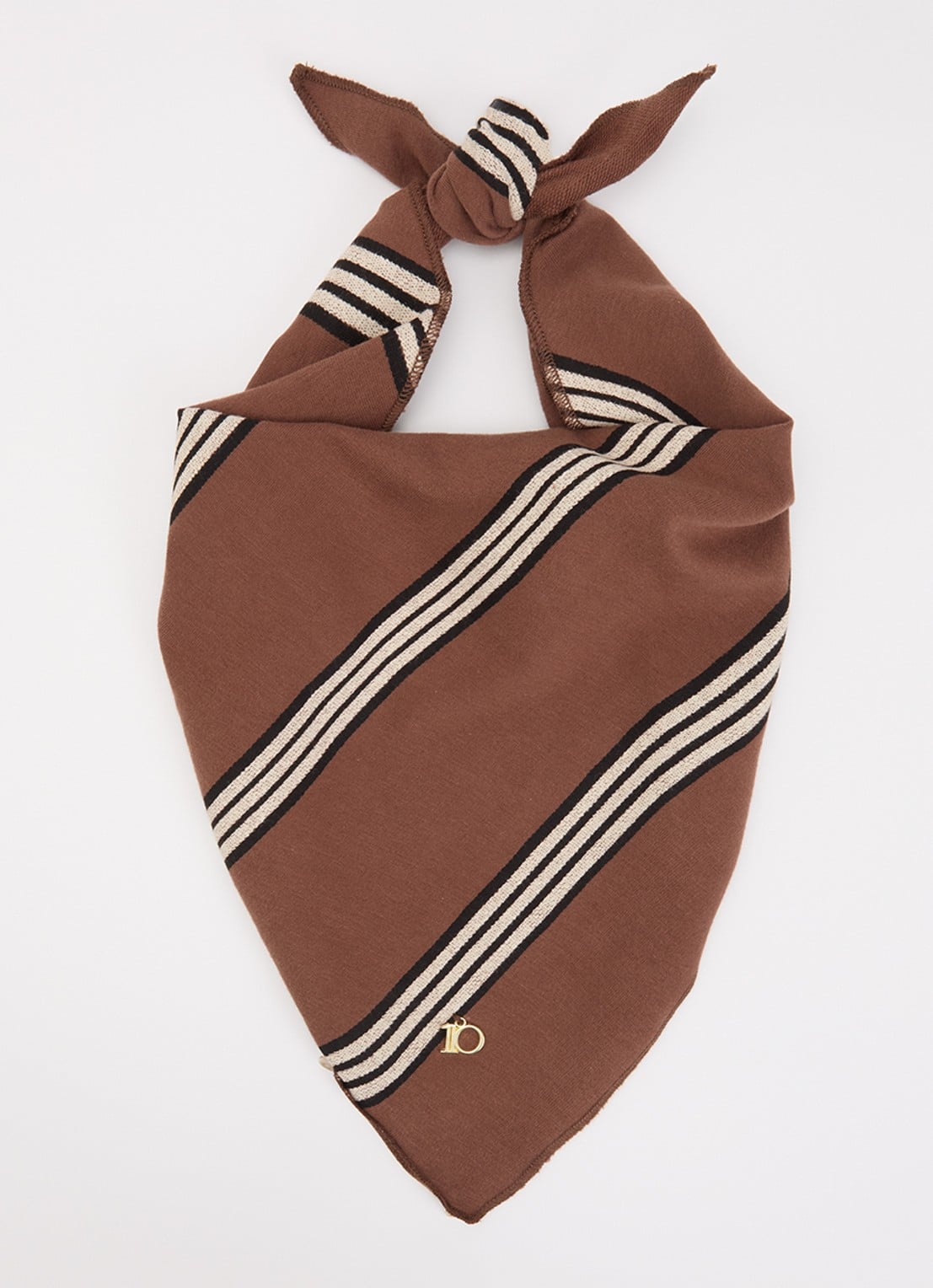 10DAYS Bandana sjaal met streepprint 80 x 37 cm - voorkant bruin
