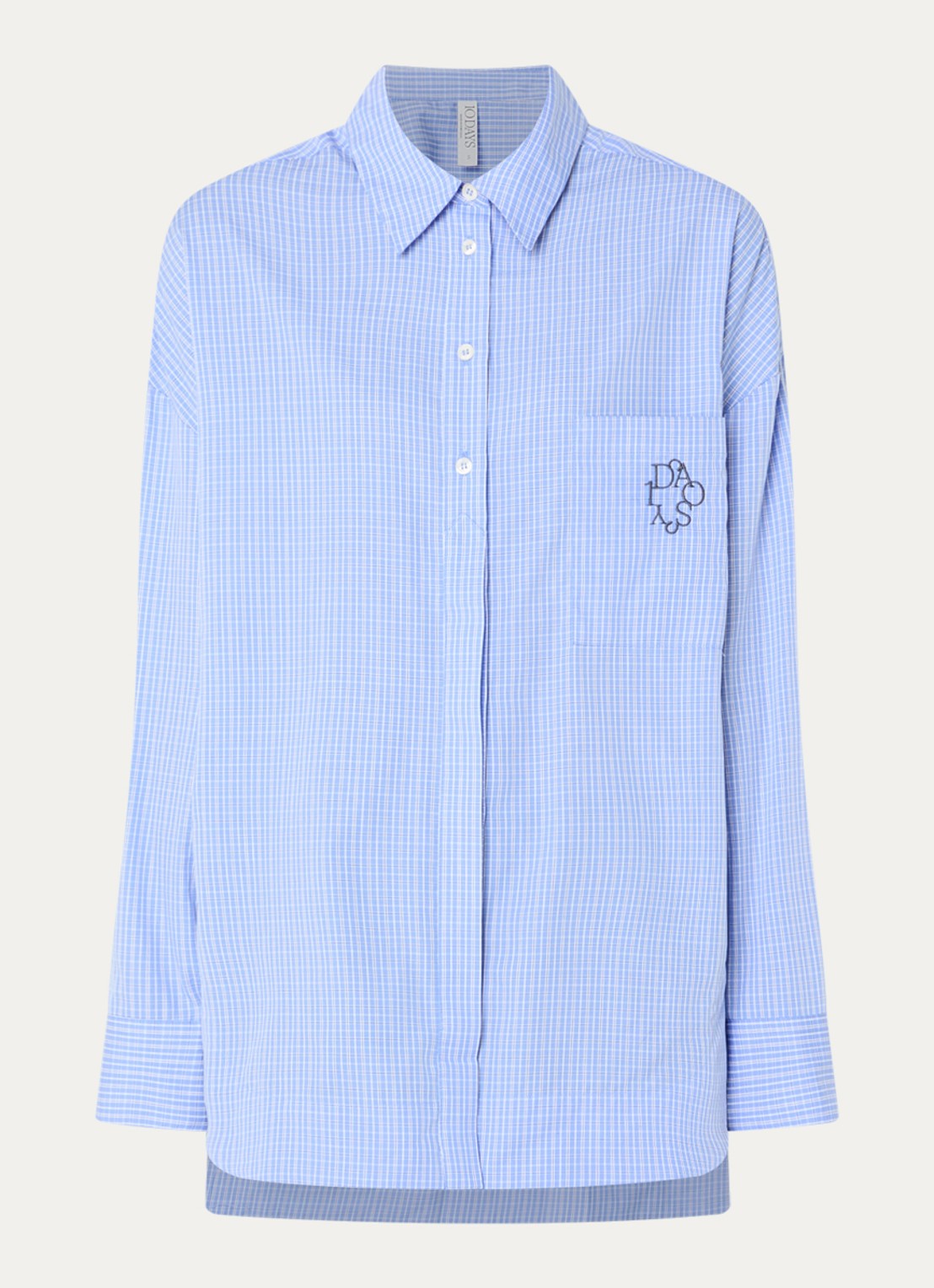 10DAYS Blouse met ruitdessin - voorkant 2 staalblauw