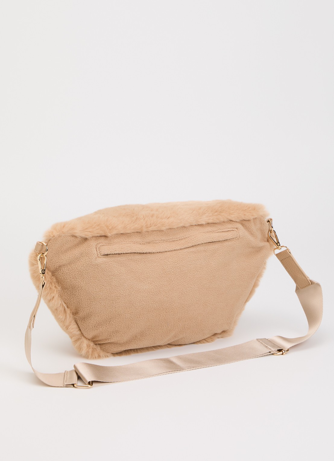 10DAYS Fluffy crossbodytas van imitatiebont - achterkant 4 beige