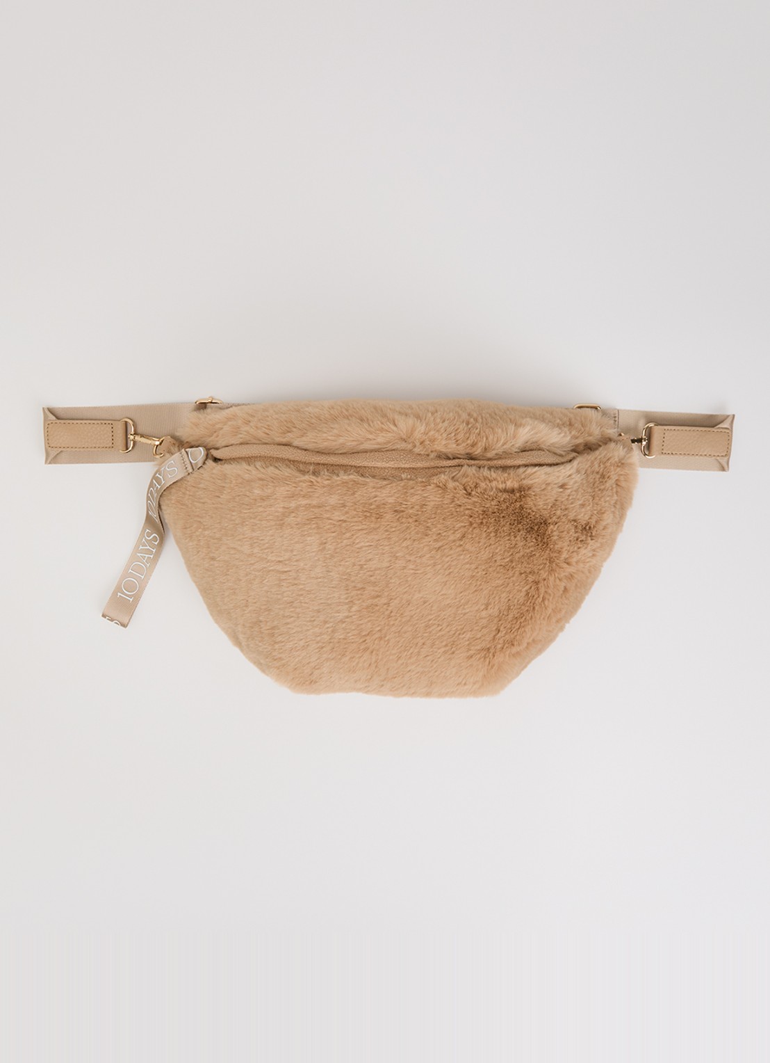 10DAYS Fluffy crossbodytas van imitatiebont - voorkant 5 beige