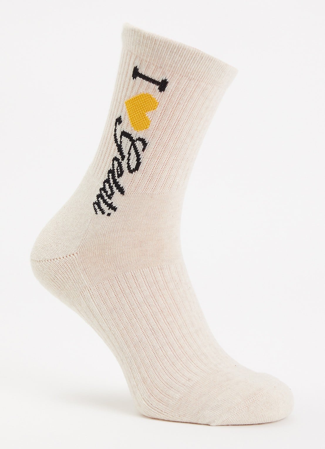 10DAYS Gelati ribgebreide sokken in katoenblend met print - voorkant 2 beige