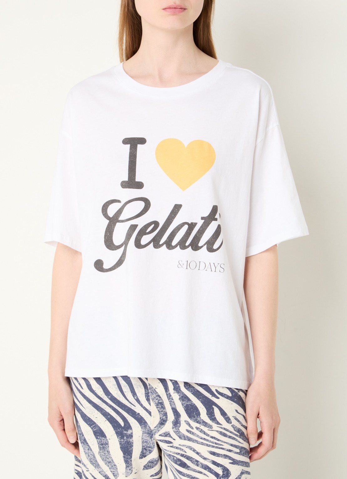 10DAYS Gelati T-shirt met print - detail 3 wit
