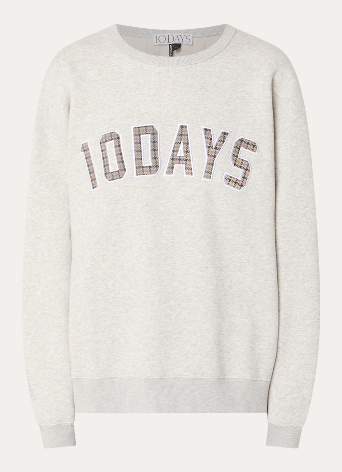 10DAYS Genell sweater met logopatch - voorkant grijsmele