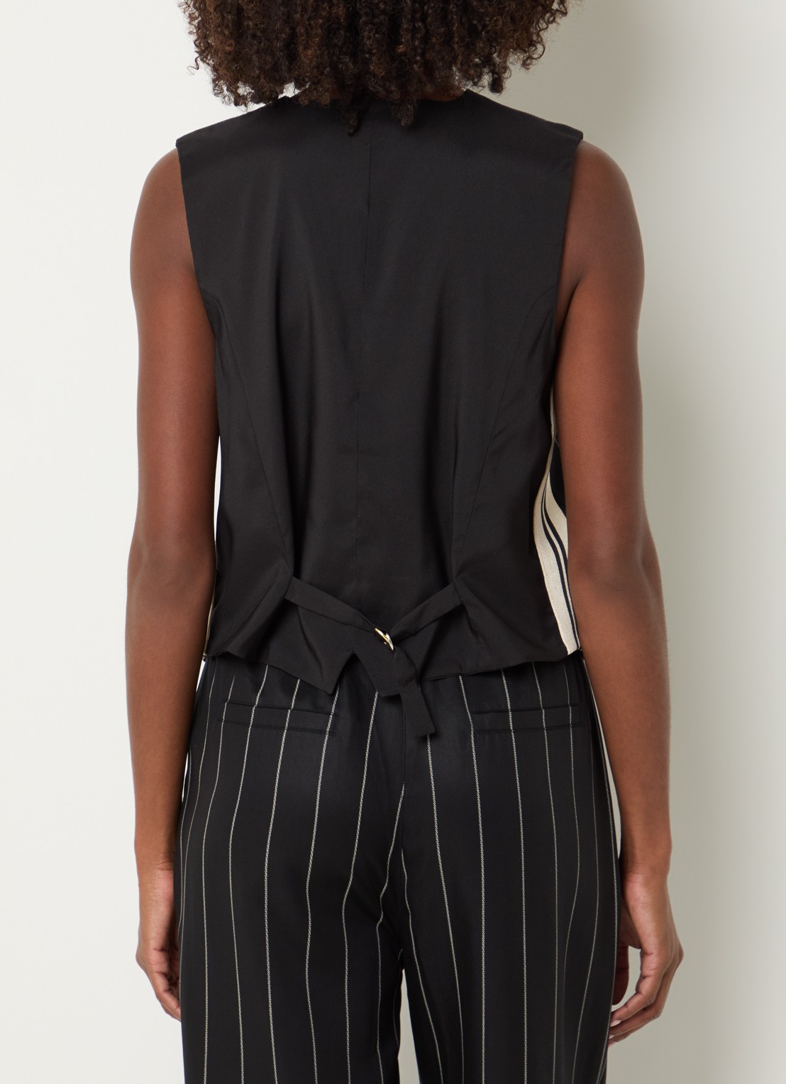 10DAYS Gilet met krijtstreep - achterkant zwart