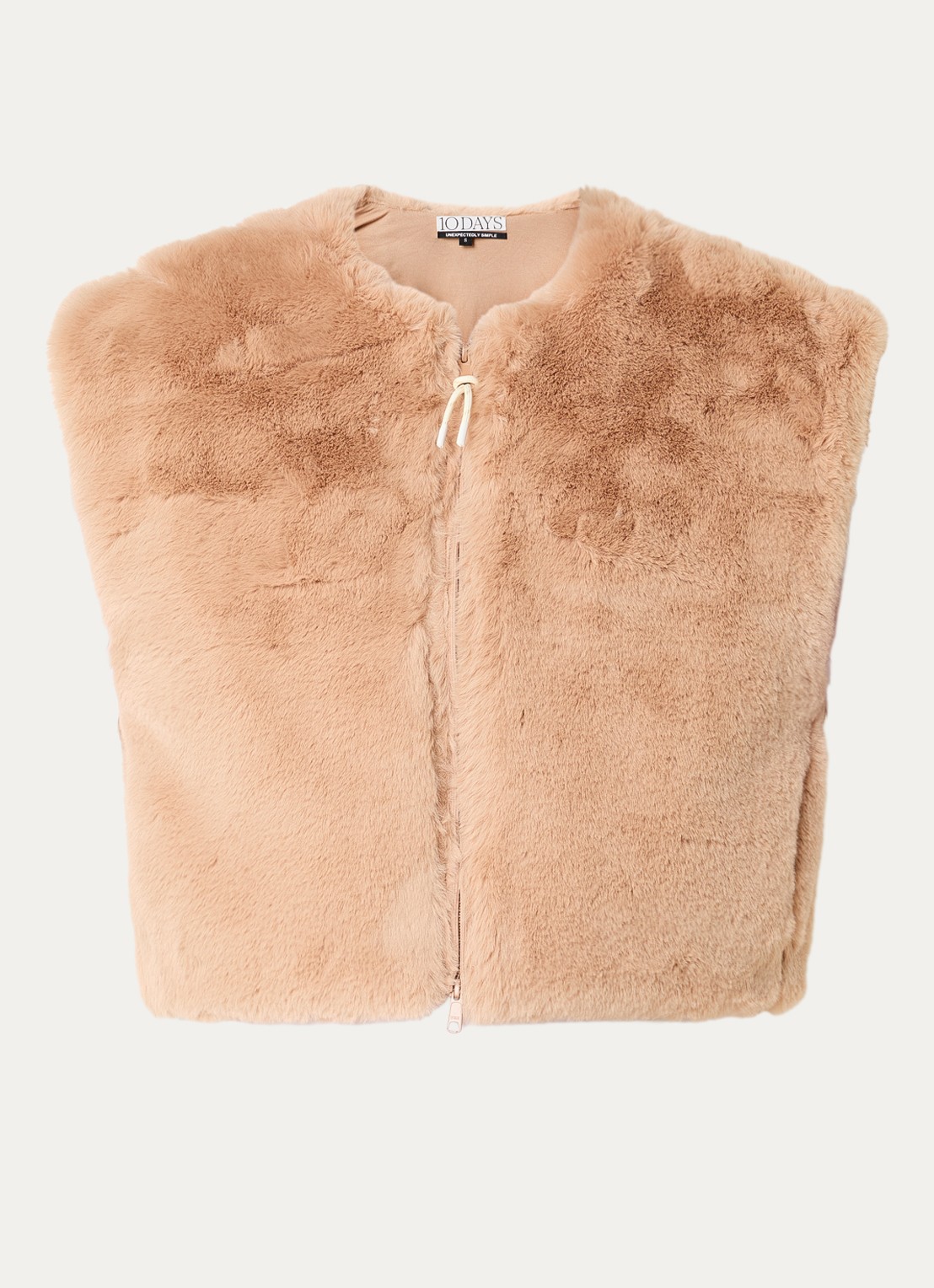 10DAYS Gilet van teddy met steekzakken - voorkant beige