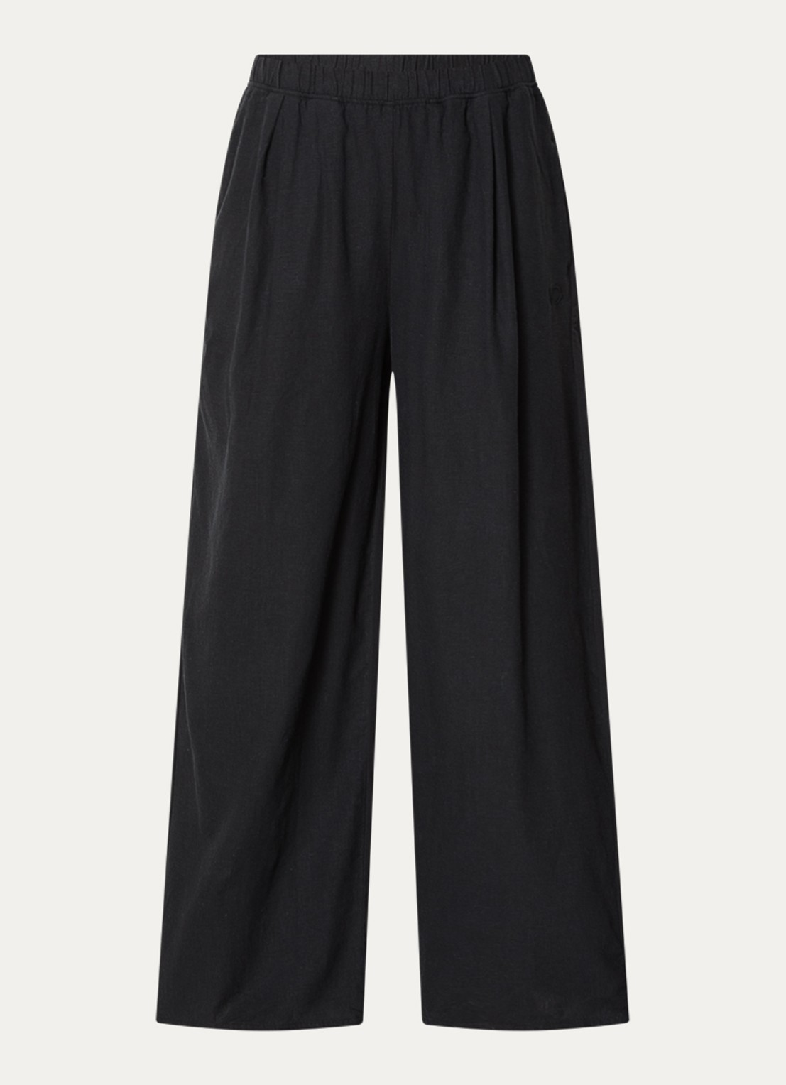 10DAYS High waist loose fit broek in linnenblend met steekzakken - voorkant 2 zwart