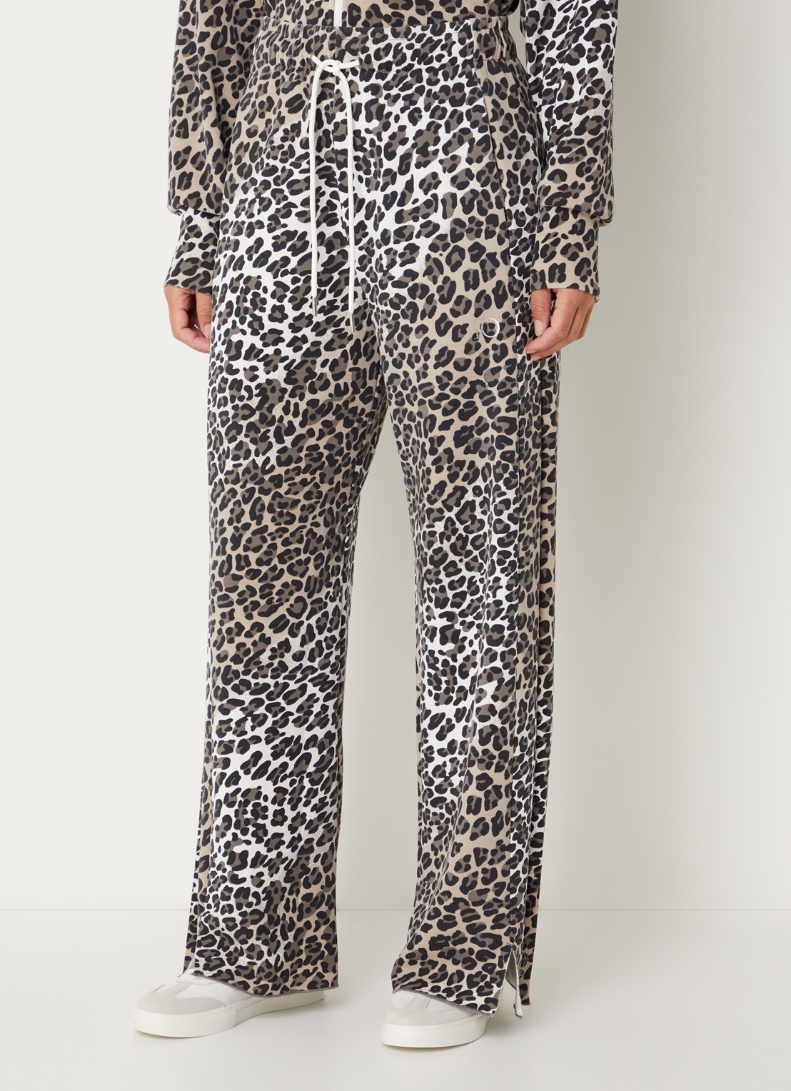 10DAYS High waist loose fit broek met panterprint - detail camel