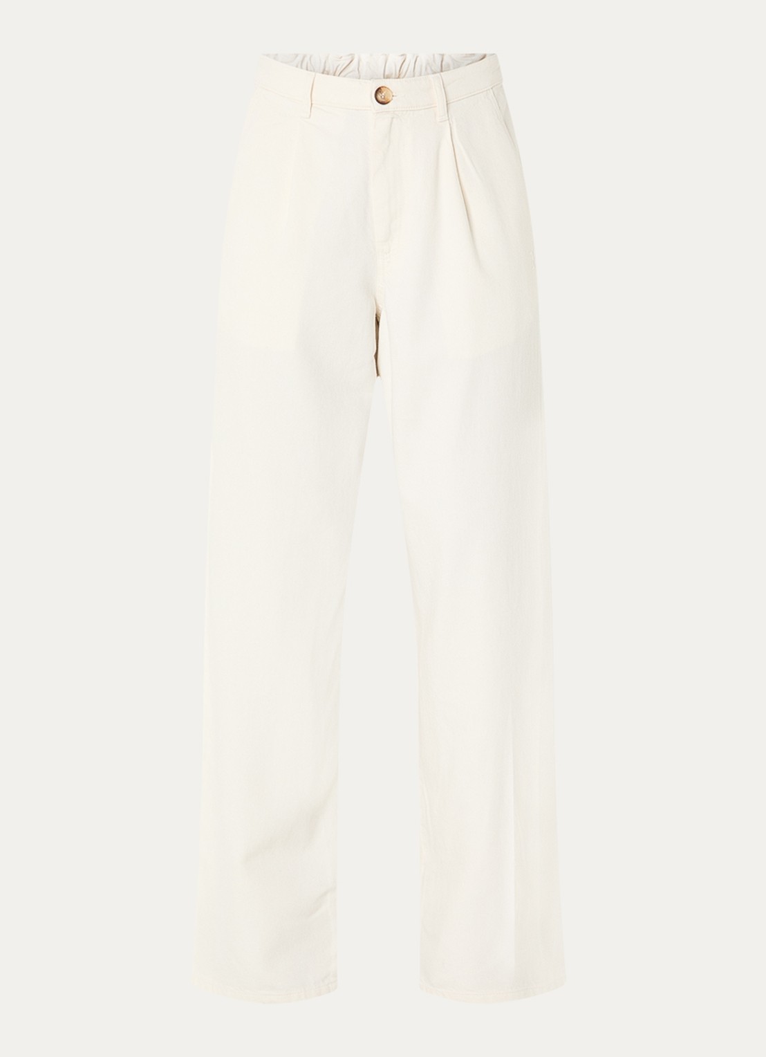 10DAYS High waist loose fit pantalon in linnenblend met steekzakken - voorkant 3 creme