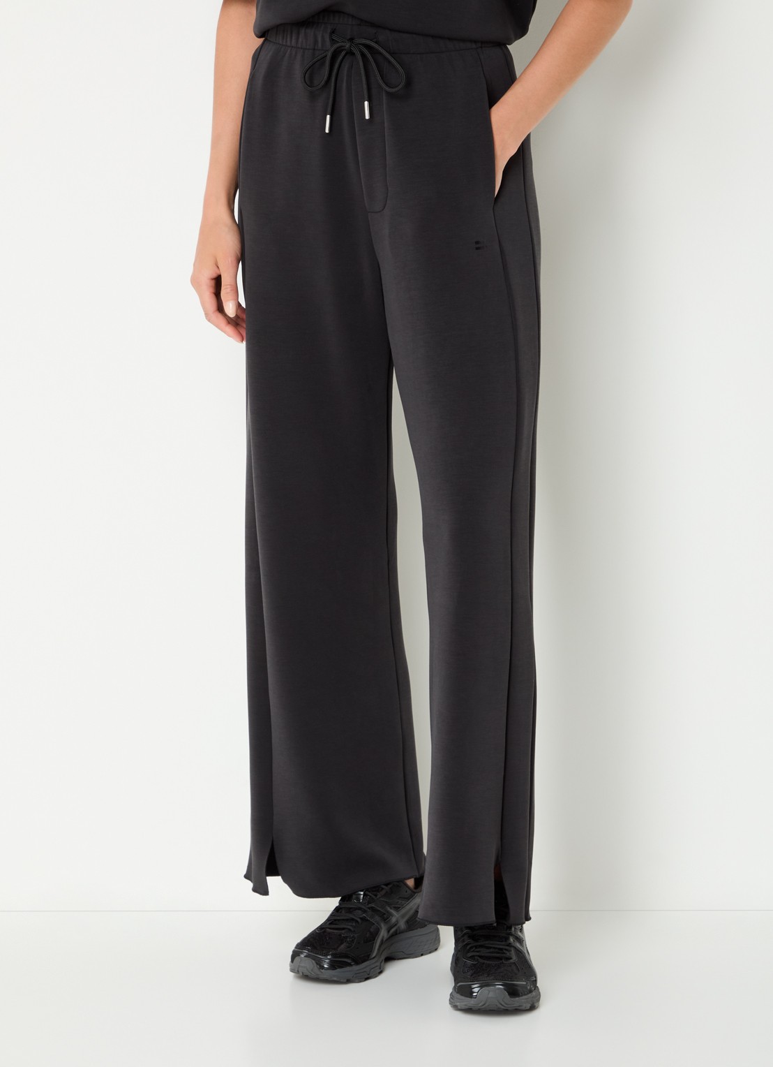 10DAYS High waist straight fit broek met steekzakken - detail zwart