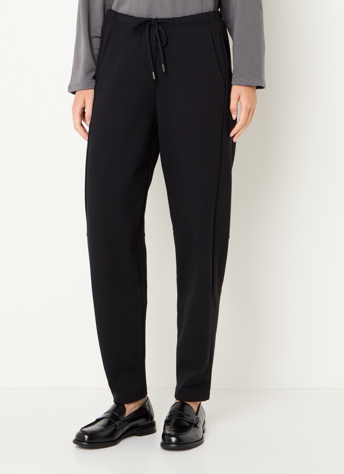 10DAYS High waist straight fit broek met steekzakken - detail zwart