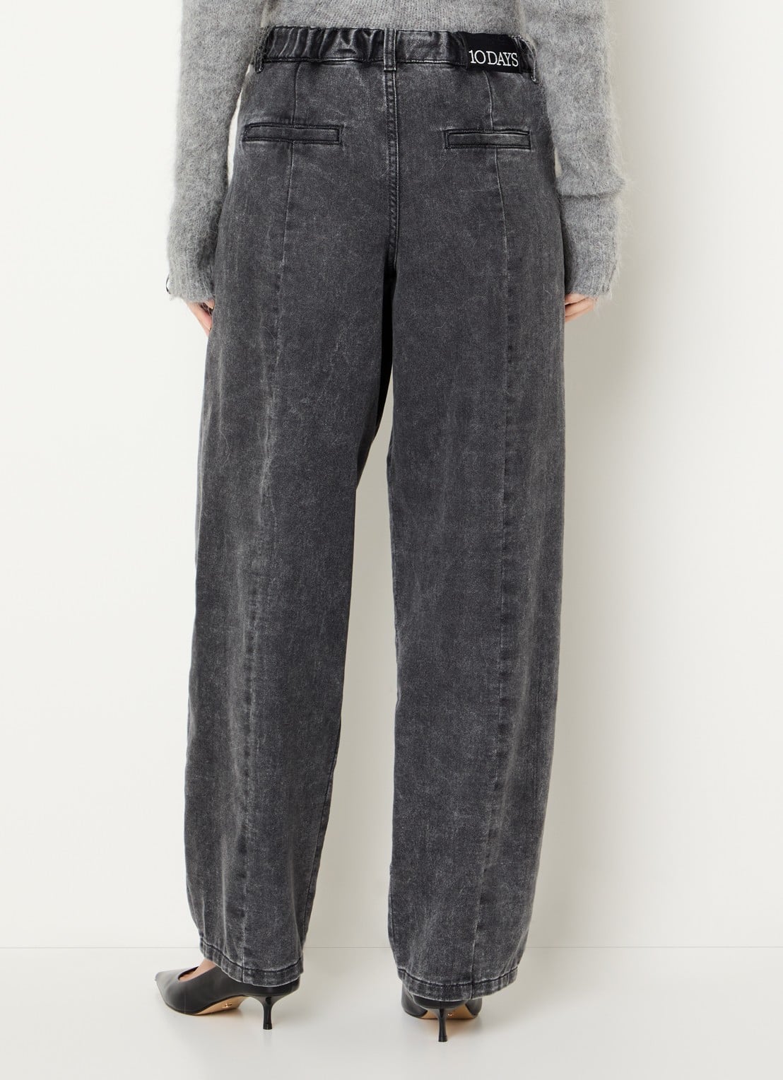 10DAYS High waist straight fit jeans met gekleurde wassing - achterkant 4 antraciet