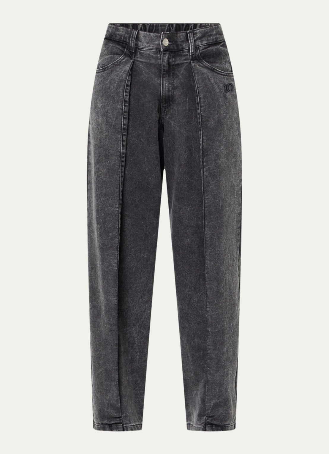 10DAYS High waist straight fit jeans met gekleurde wassing - voorkant antraciet