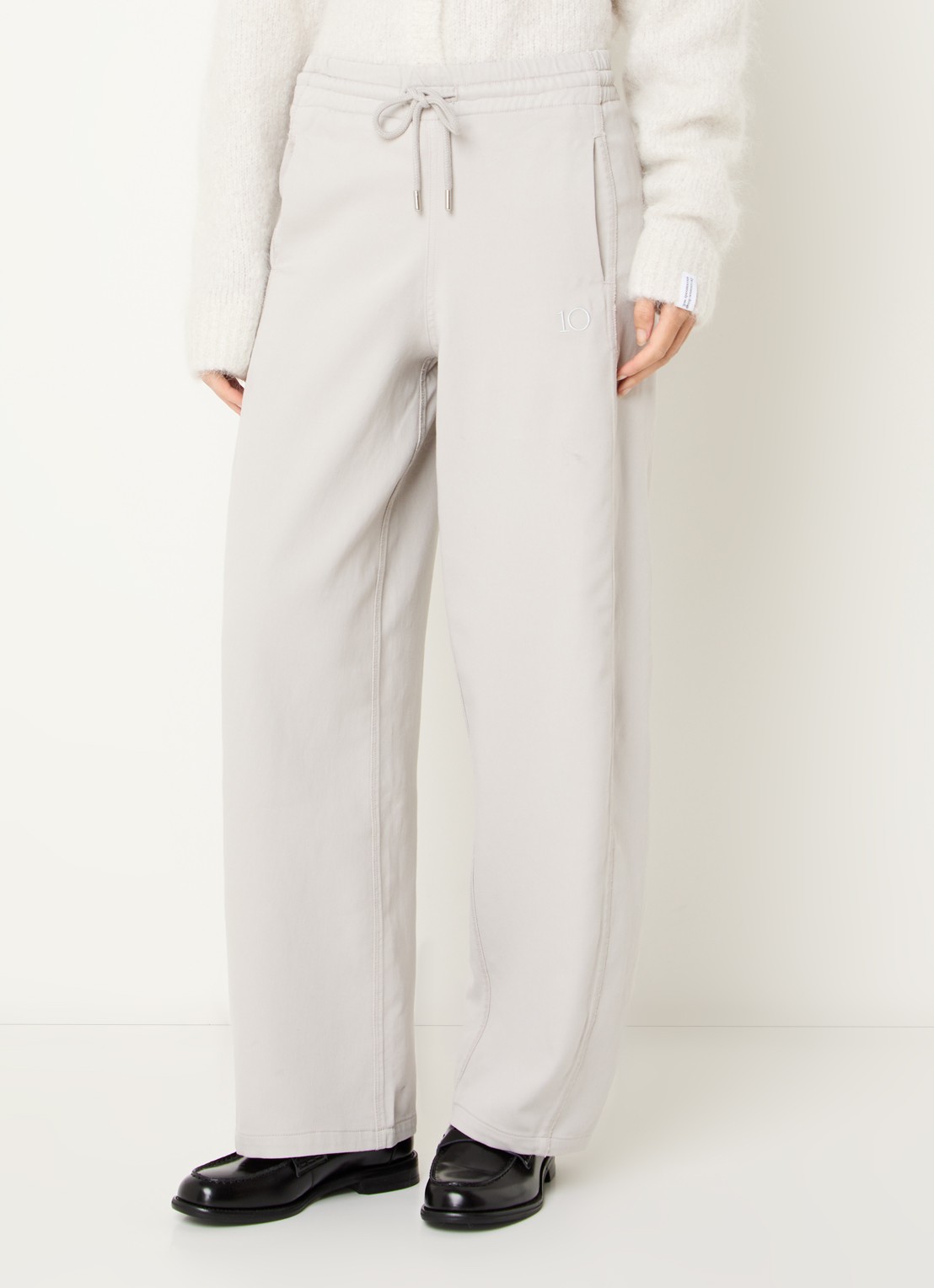 10DAYS High waist straight fit joggingbroek met steekzakken - detail lichtgrijs