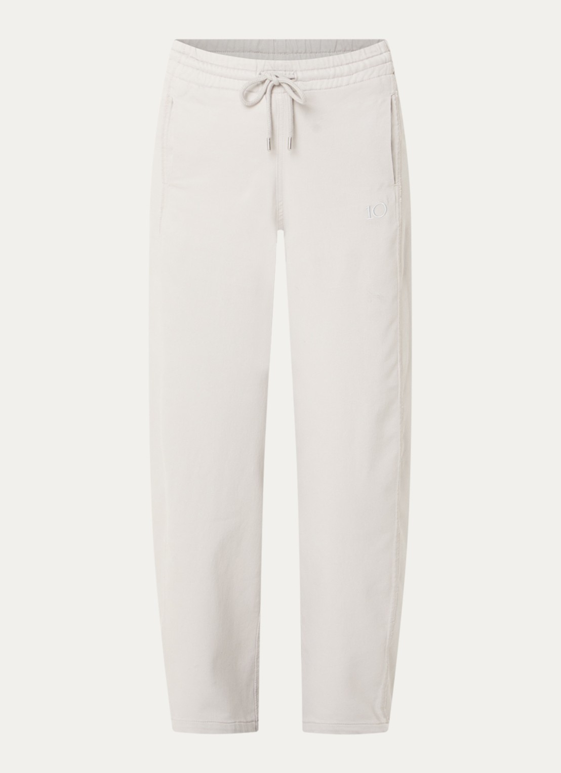 10DAYS High waist straight fit joggingbroek met steekzakken - voorkant 3 lichtgrijs