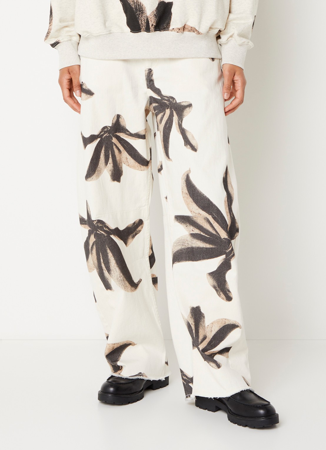 10DAYS High waist straight leg jeans met print - detail 4 gebroken wit