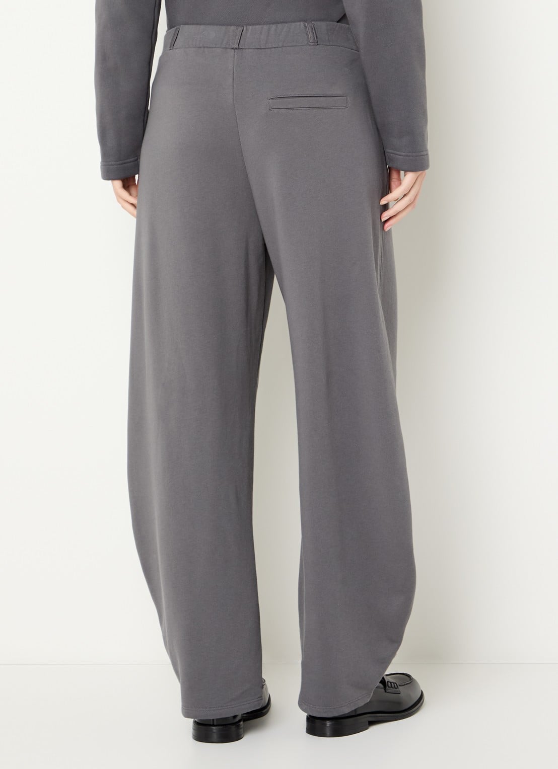 10DAYS High waist tapered fit broek met ceintuur en steekzakken - achterkant 2 donkergrijs