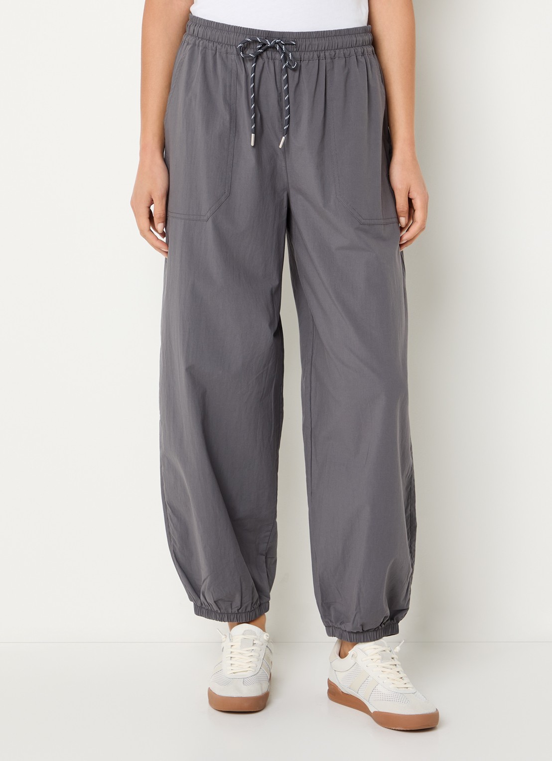 10DAYS High waist tapered fit joggingbroek met logoborduring - detail 3 donkergrijs