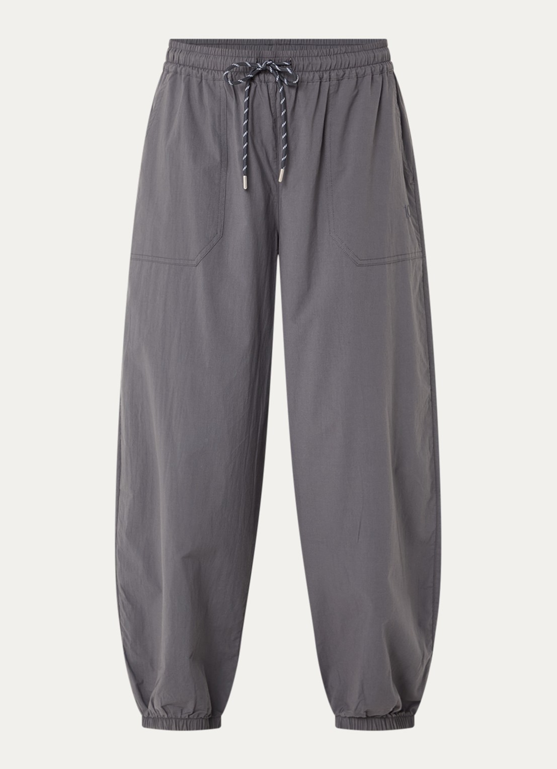 10DAYS High waist tapered fit joggingbroek met logoborduring - voorkant donkergrijs