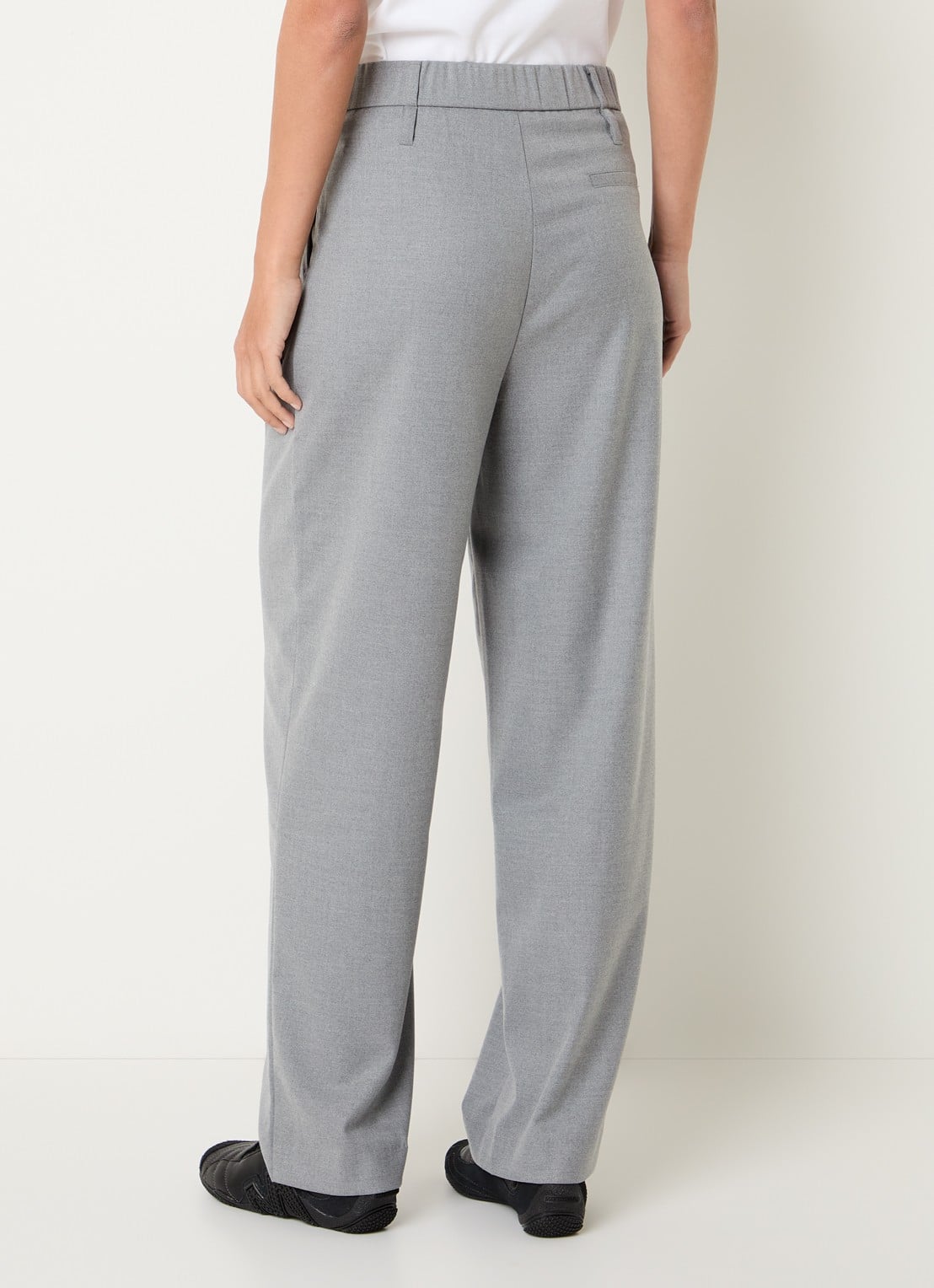 10DAYS High waist tapered fit pantalon met steekzakken - achterkant 3 lichtgrijs