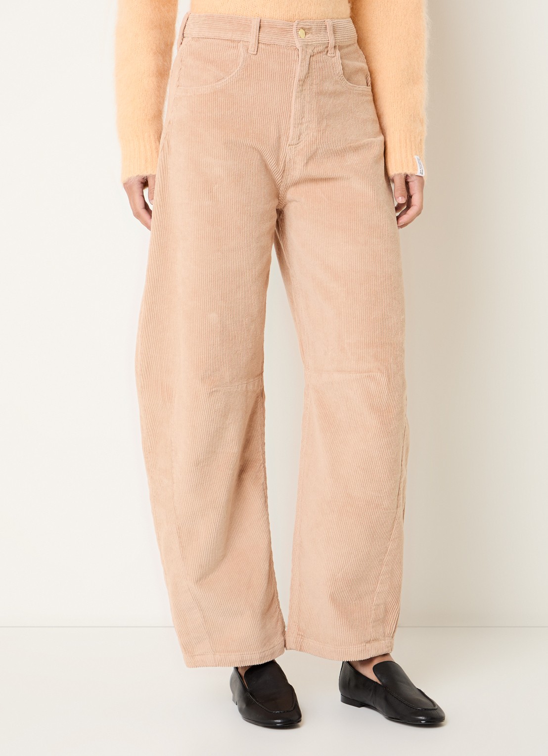 10DAYS High waist wide fit broek met steekzakken - detail abrikoos