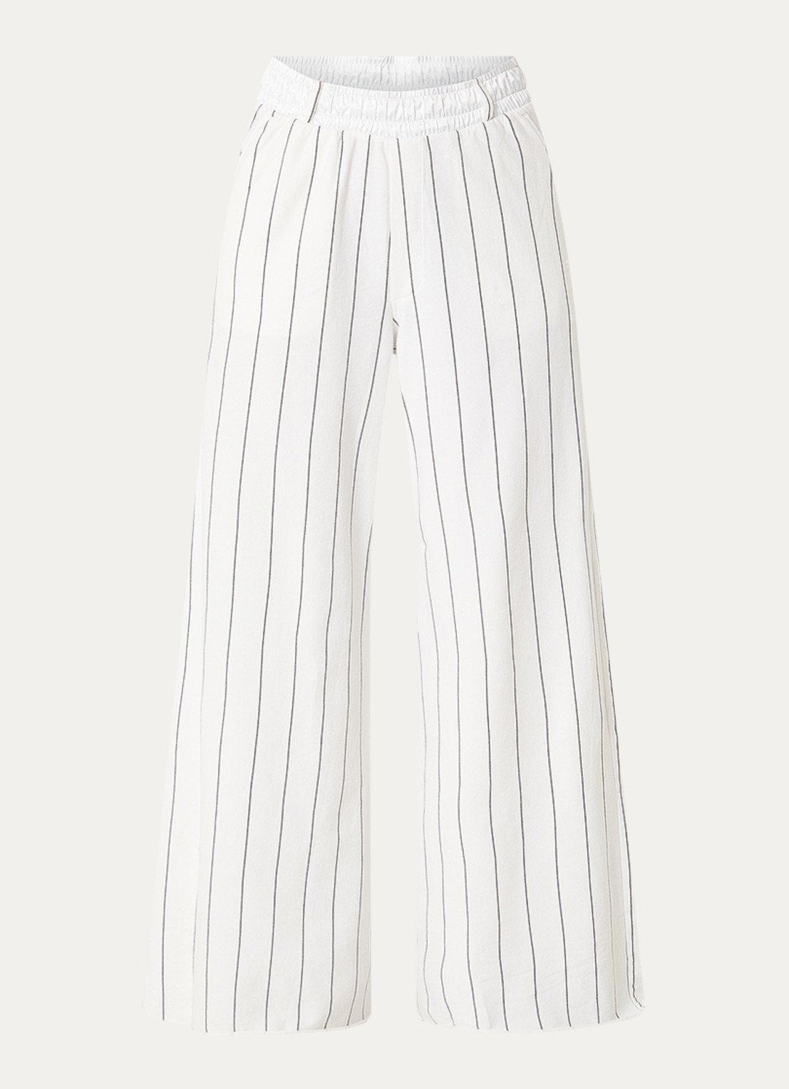 10DAYS High waist wide fit joggingbroek met streepprint - voorkant 2 gebroken wit