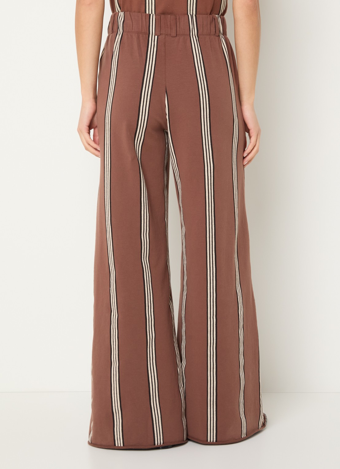 10DAYS High waist wide fit joggingsbroek met streepprint - achterkant bruin