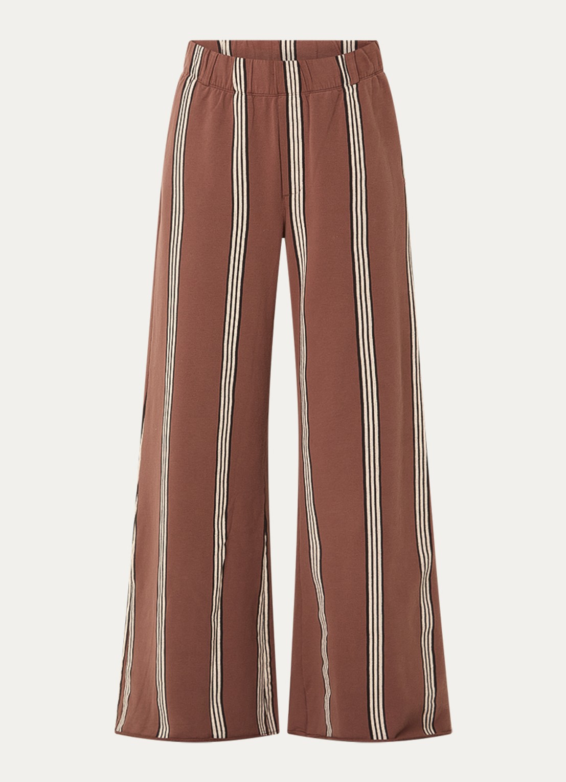 10DAYS High waist wide fit joggingsbroek met streepprint - voorkant 3 bruin