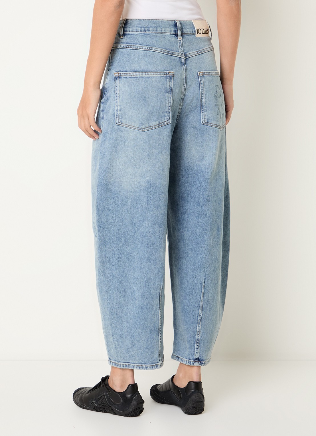 10DAYS High waist wide leg jeans met lichte wassing - achterkant 3 indigo