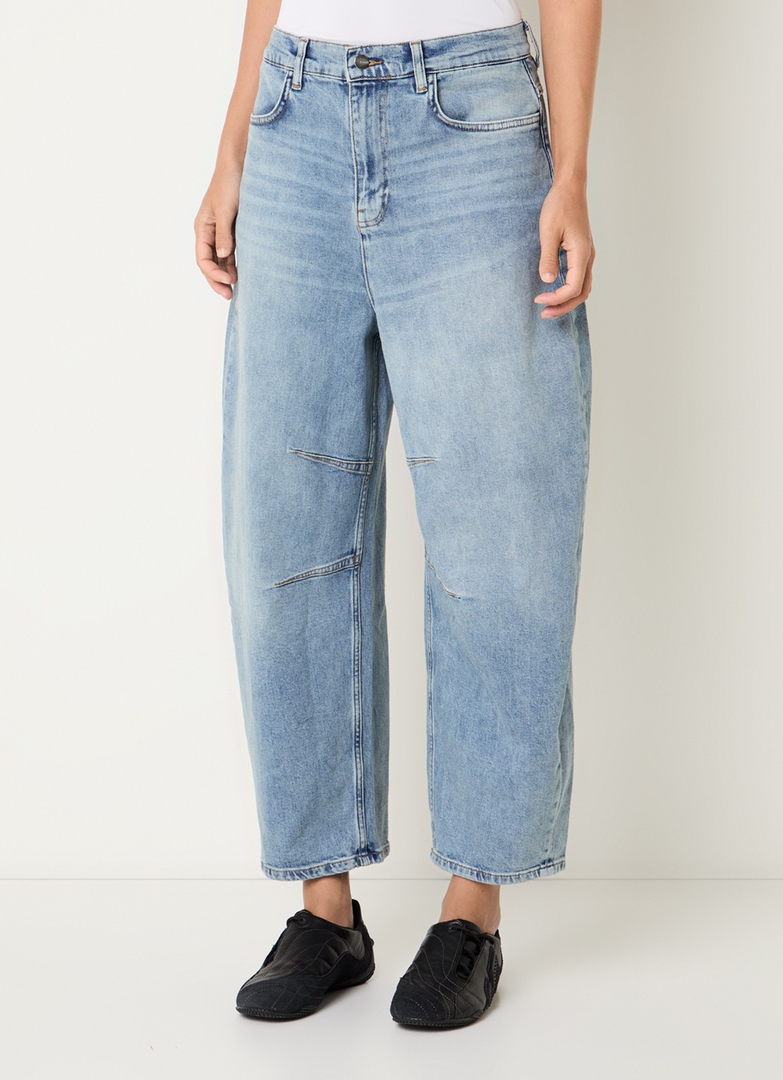 10DAYS High waist wide leg jeans met lichte wassing - detail 4 indigo