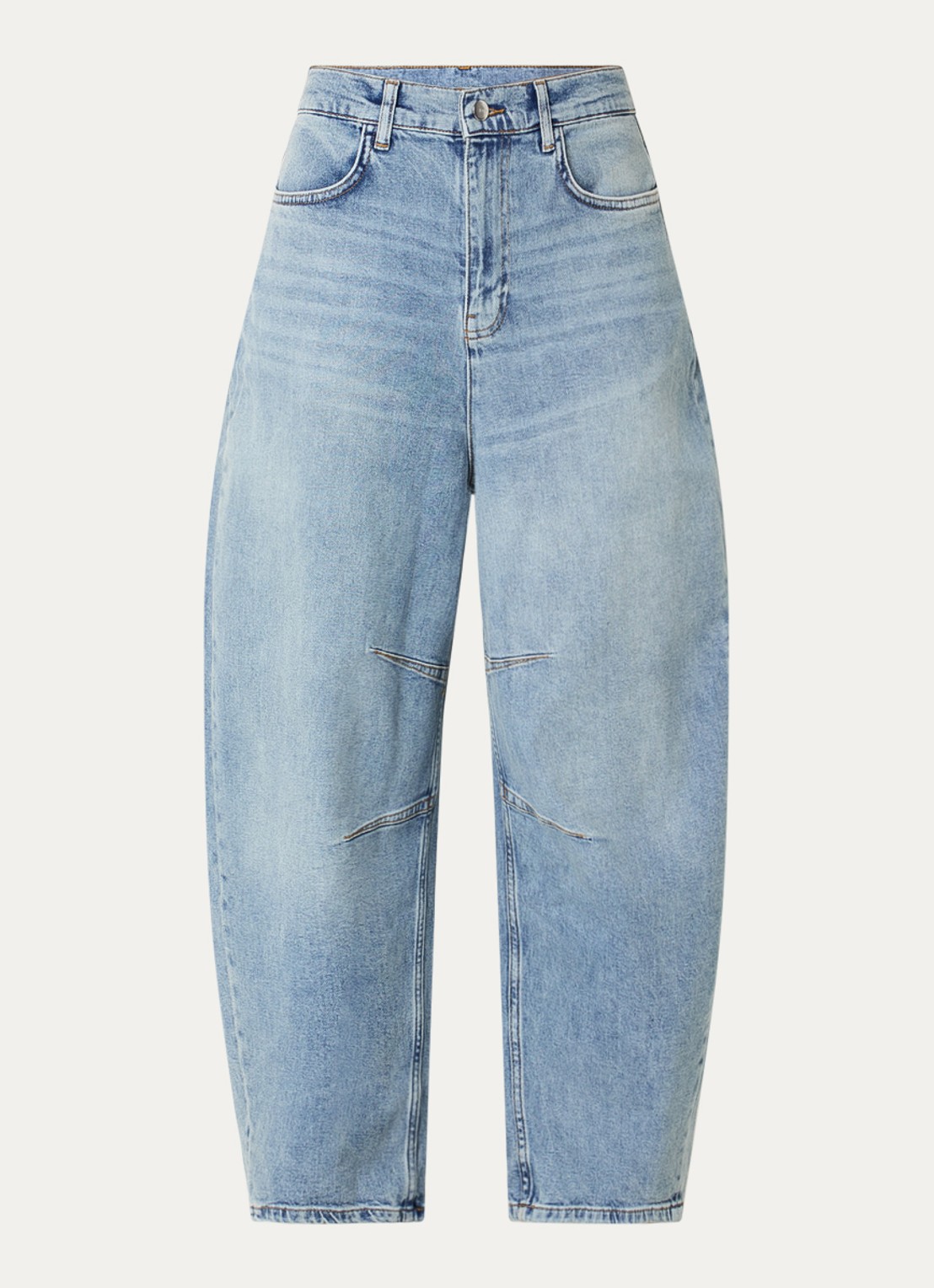 10DAYS High waist wide leg jeans met lichte wassing - voorkant indigo