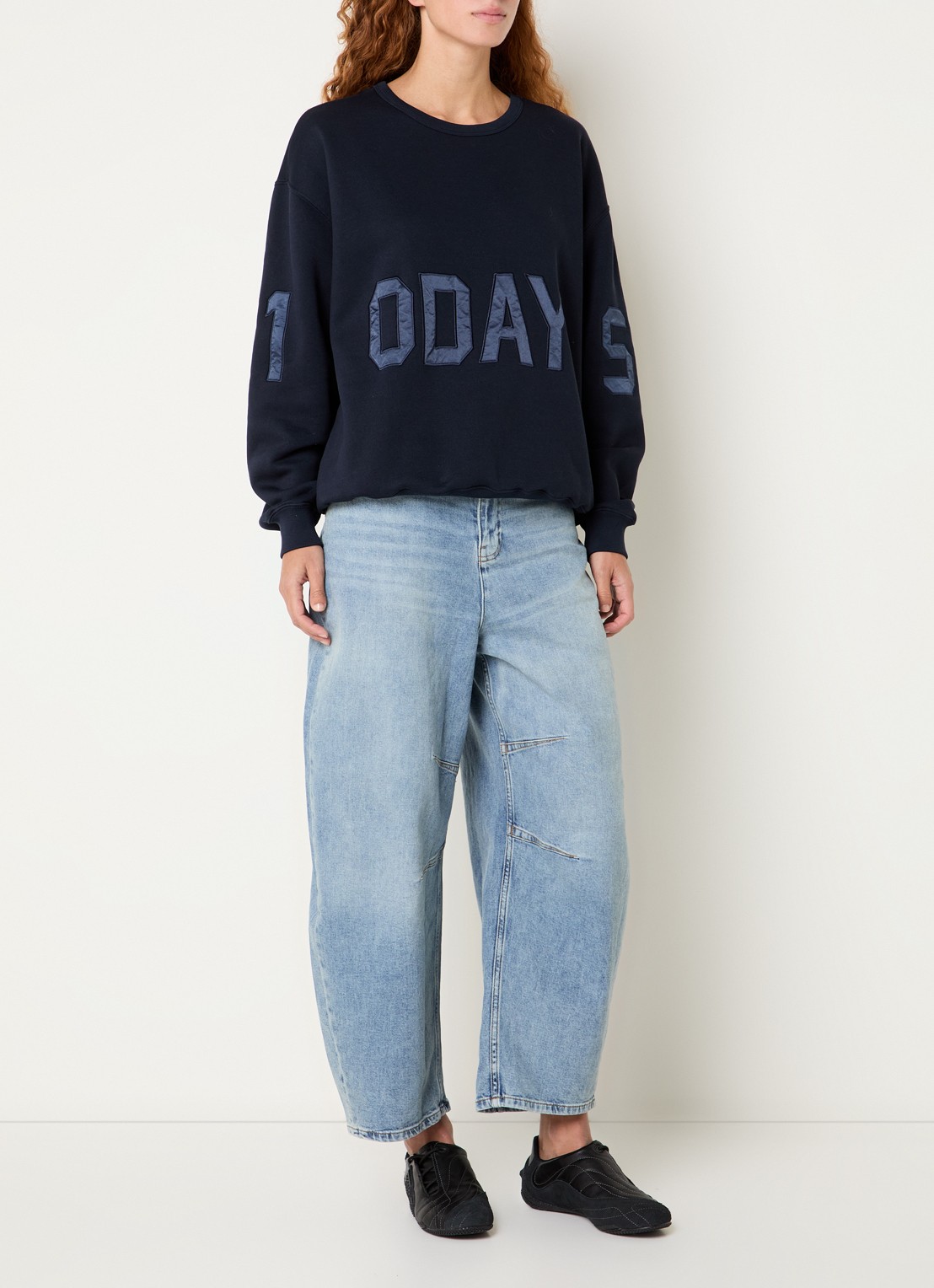 10DAYS High waist wide leg jeans met lichte wassing - voorkant 2 indigo