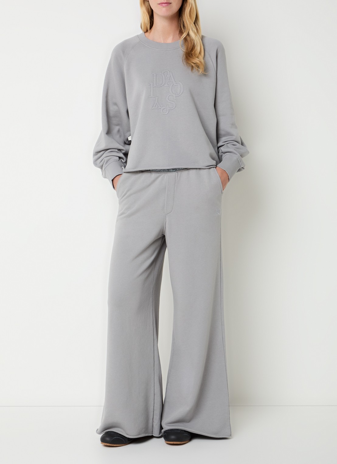 10DAYS High waist wide leg joggingsbroek met steekzakken - voorkant 3 grijs