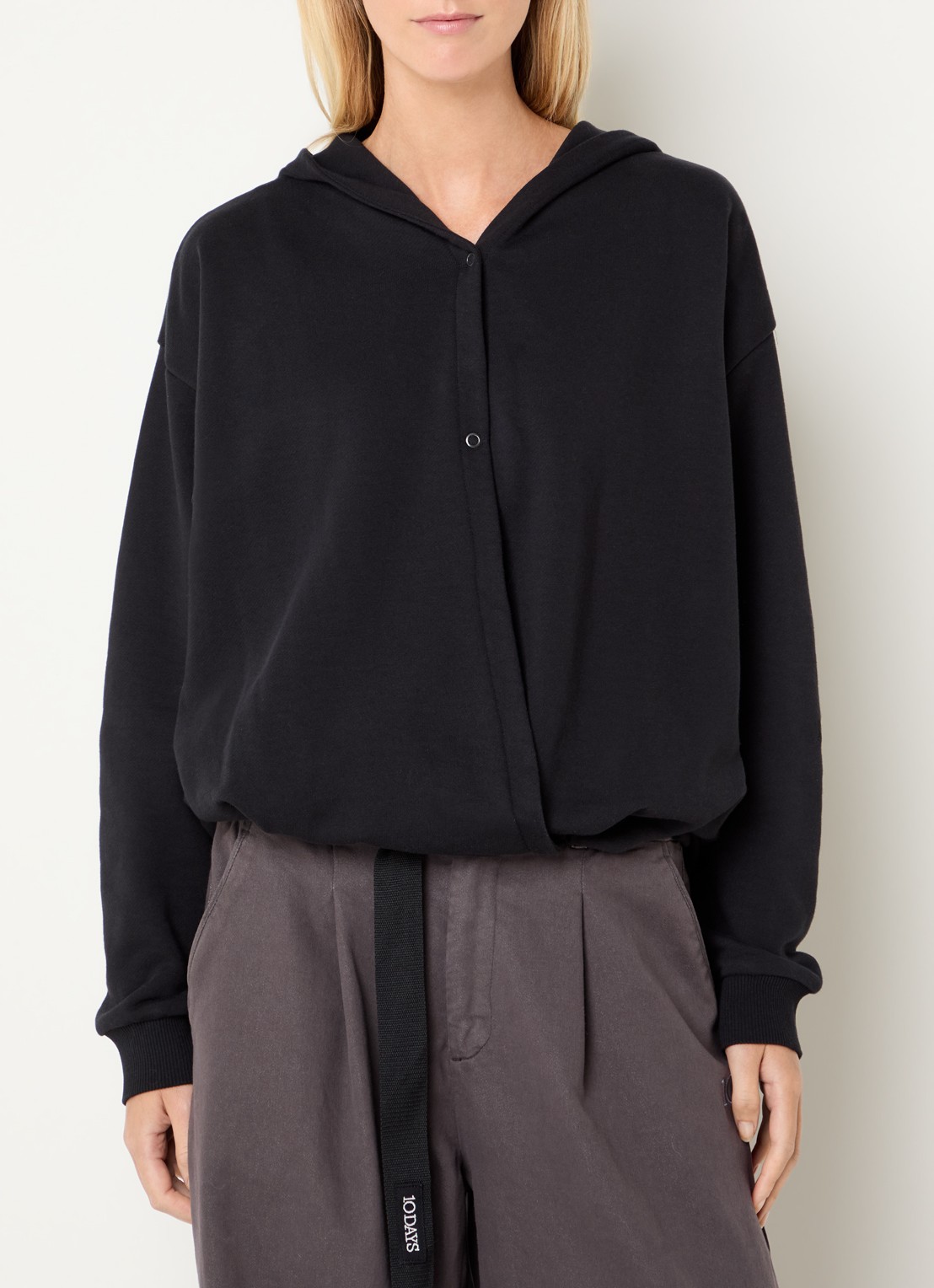 10DAYS Hoodie met capuchon - detail 3 zwart