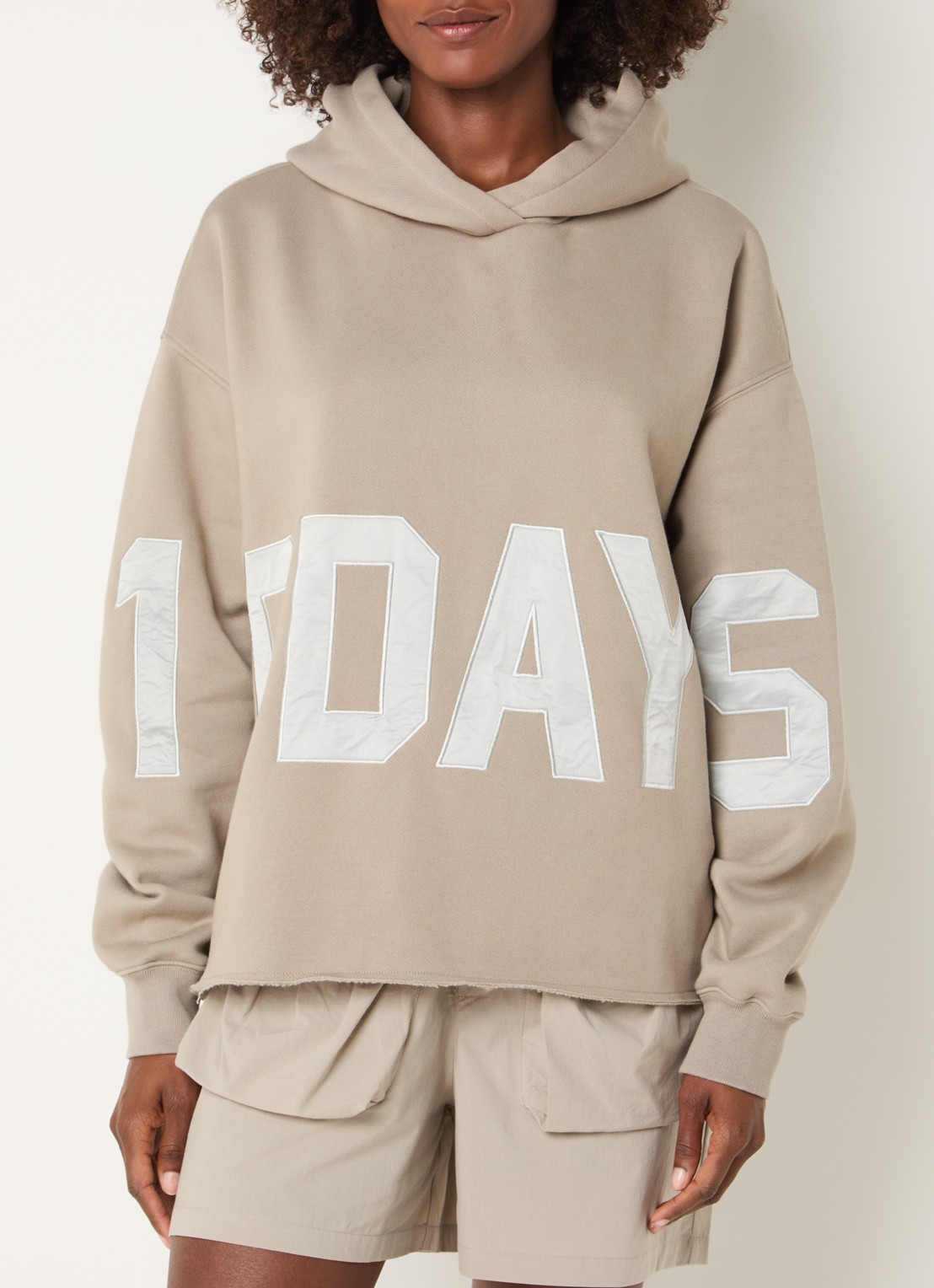10DAYS Hoodie met logo - detail 3 khaki
