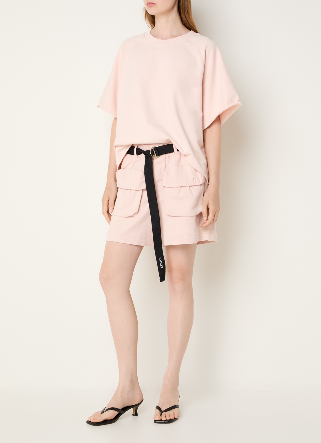 10DAYS LA sweater met splitten - voorkant 2 lichtroze