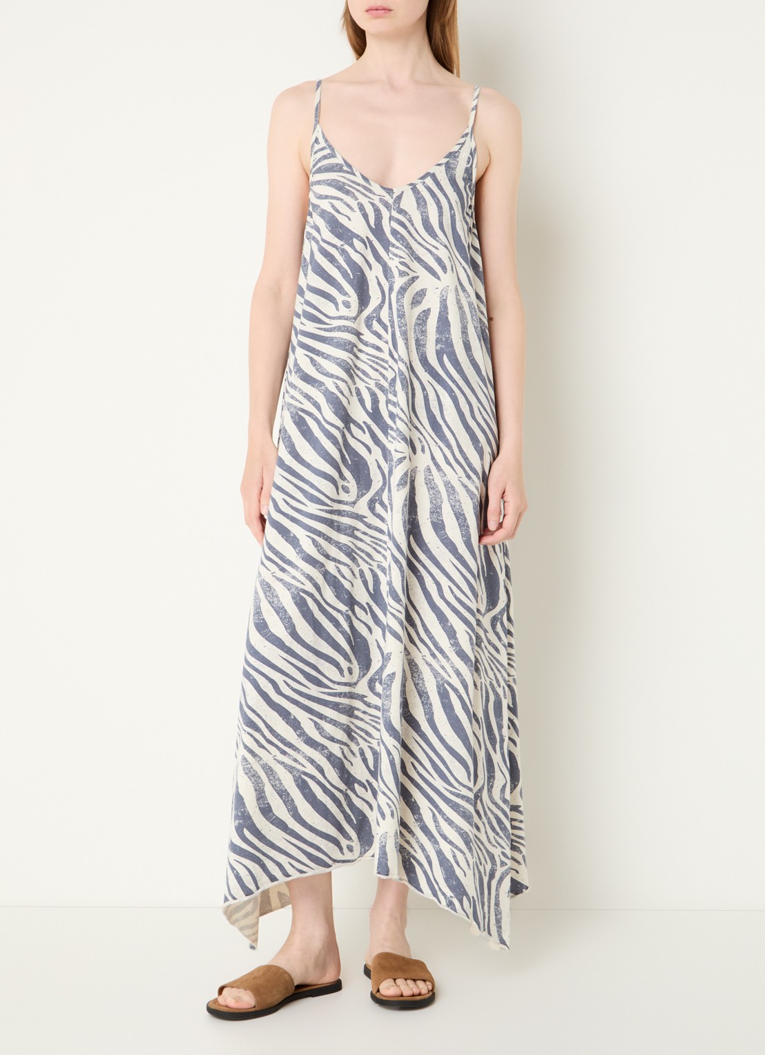 10DAYS Maxi jurk met zebraprint - detail 3 creme