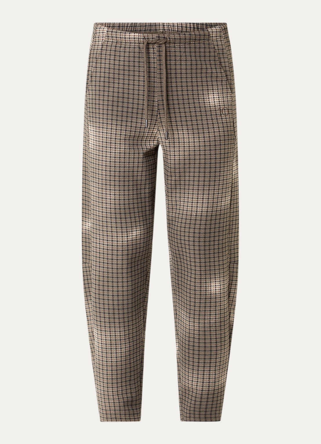 10DAYS Mid waist loose fit broek met print - voorkant donkerbruin