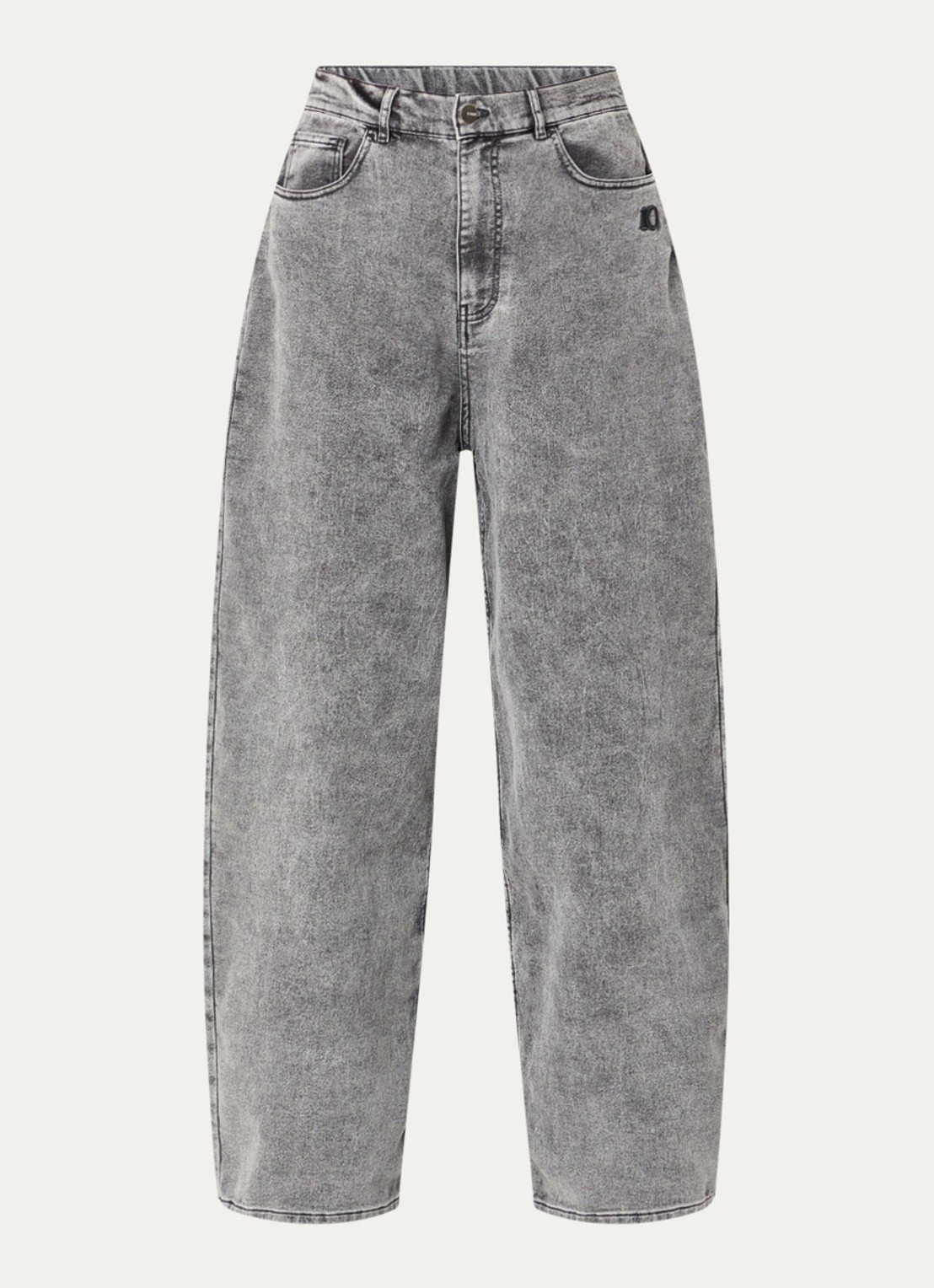 10DAYS Mid waist wide leg jogg jeans met verwassen afwerking - voorkant 4 lichtgrijs