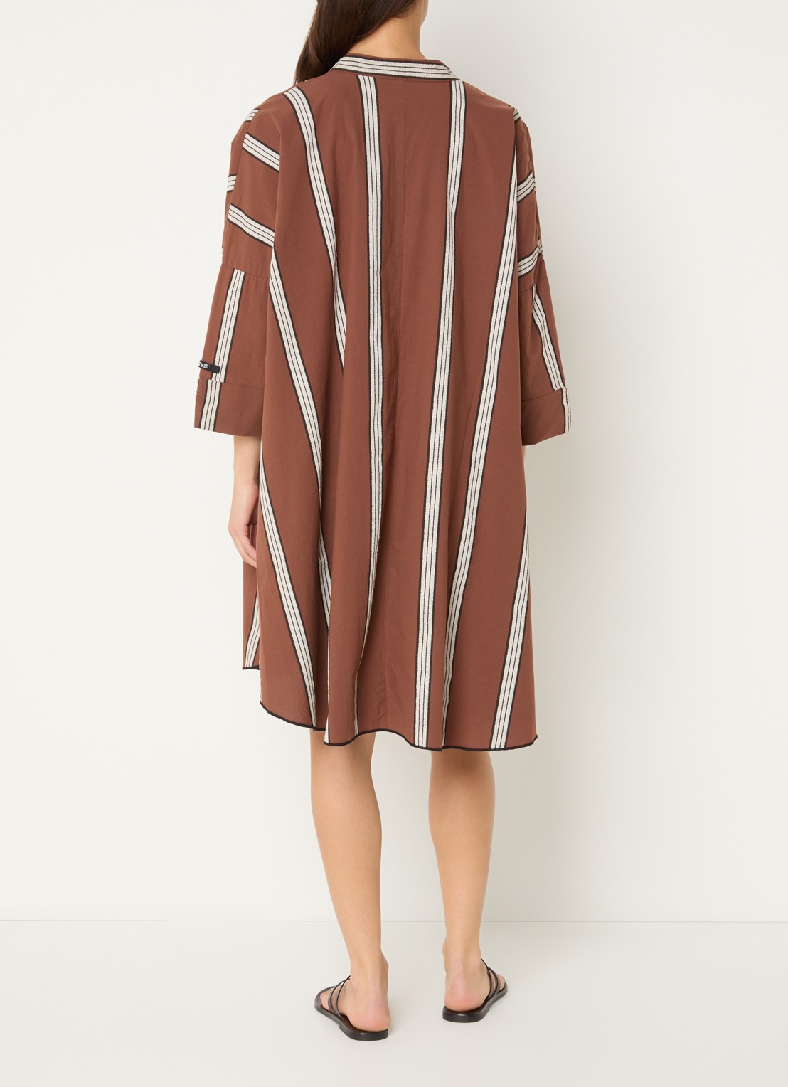 10DAYS Midi tuniekjurk met streepprint - achterkant 4 bruin