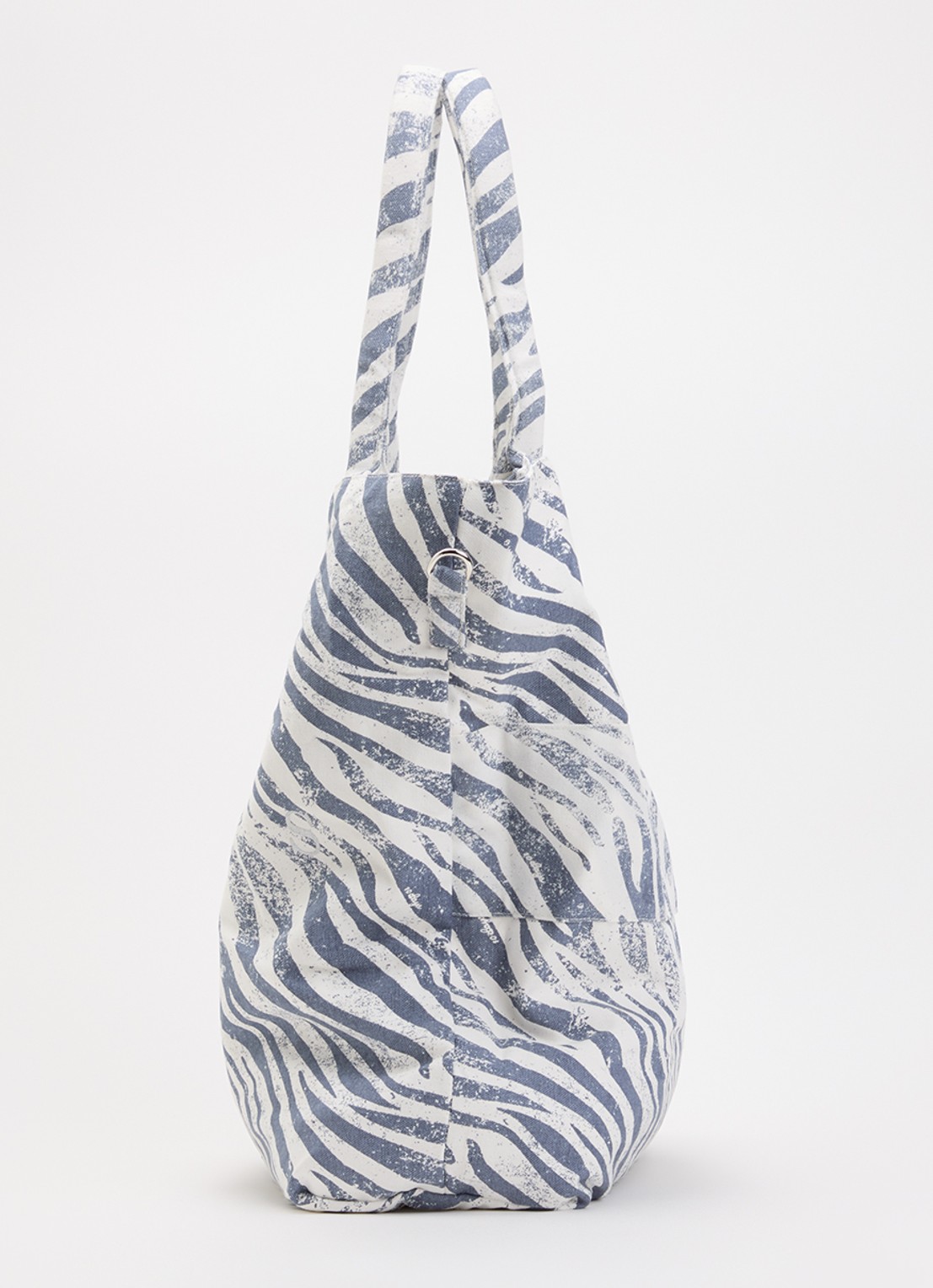 10DAYS Shopper van canvas met dierenprint en afneembare schouderriem  - detail 3 blauw