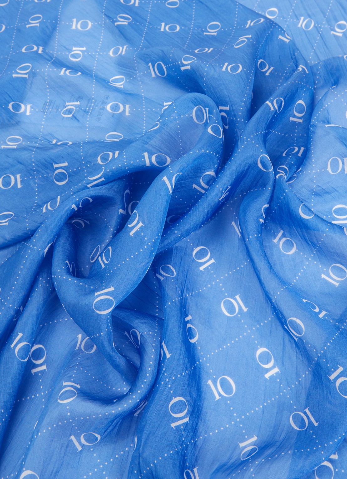 10DAYS Sjaal van zijde met logoprint 90 x 90 cm - detail 2 blauw